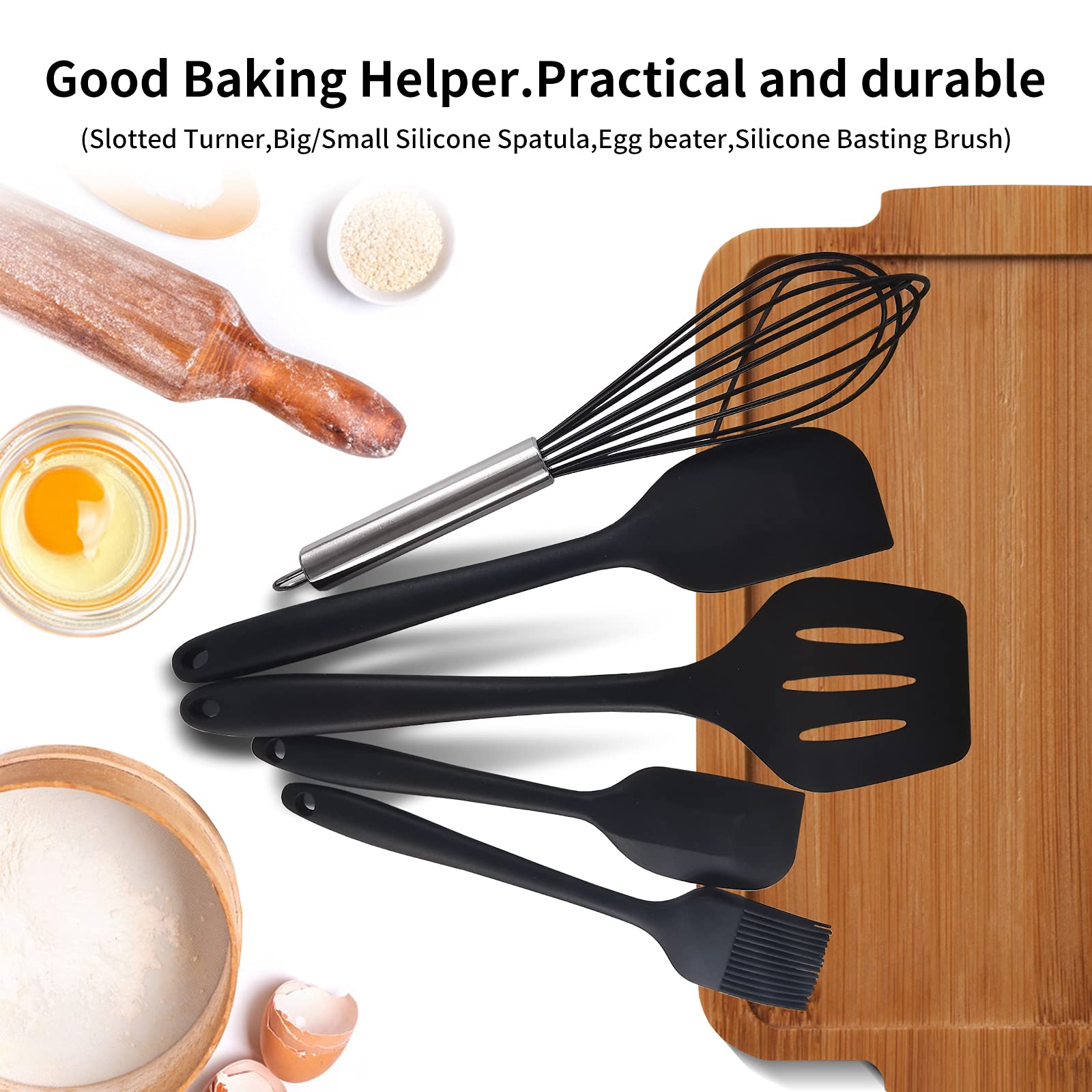 Kitchen Utensils Set 5 PCS Heat Resistant Non-stick Silicone Kitchen Set 3