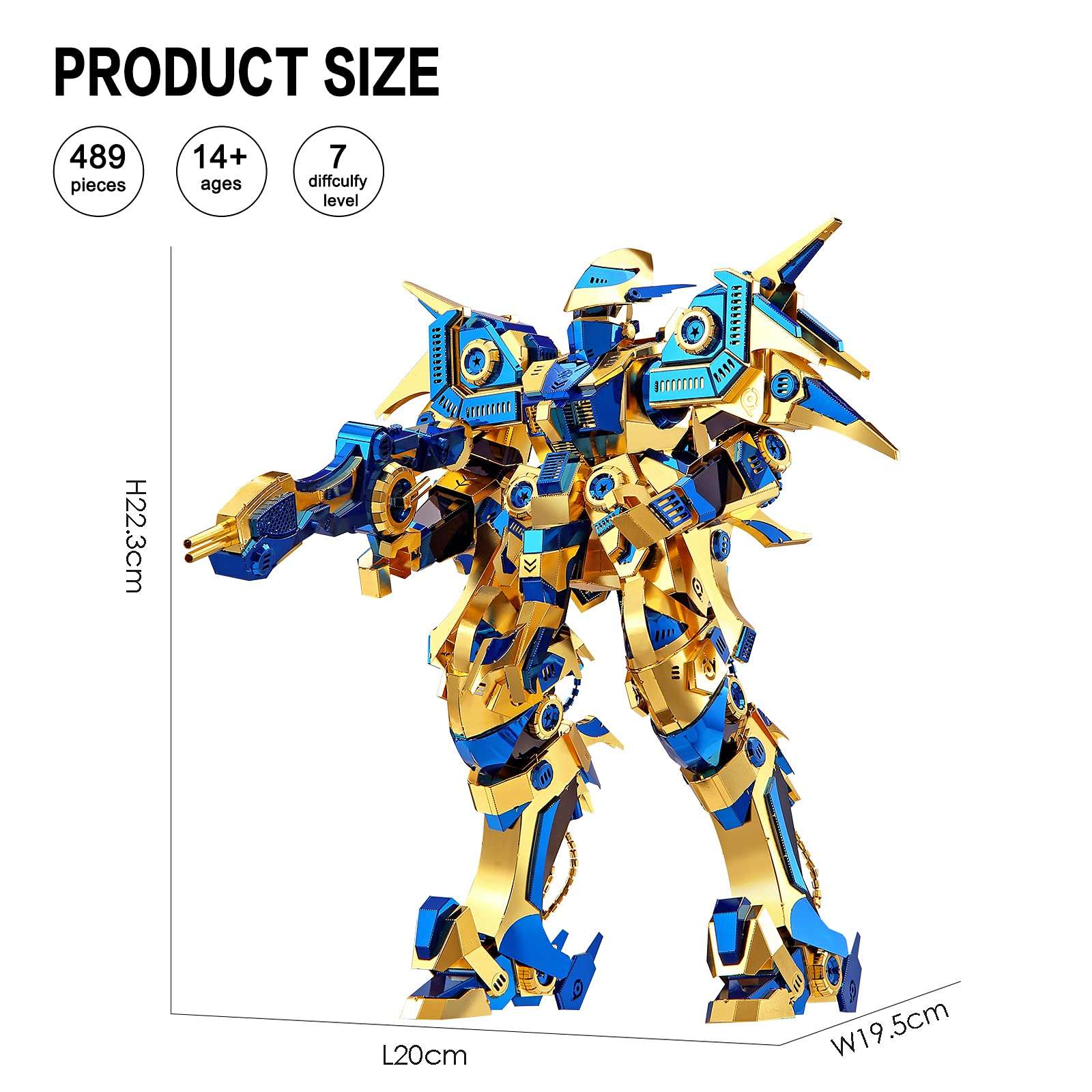 Piececool 3D Metal Puzzles for Adults Mecha Model Kits, Sky Dominator Figure Models Building Kit, Chanllenge 3D Metal Puzzle for Teenagers Stress Relief Toys, Great Birthday Gift, 489Pcs 6