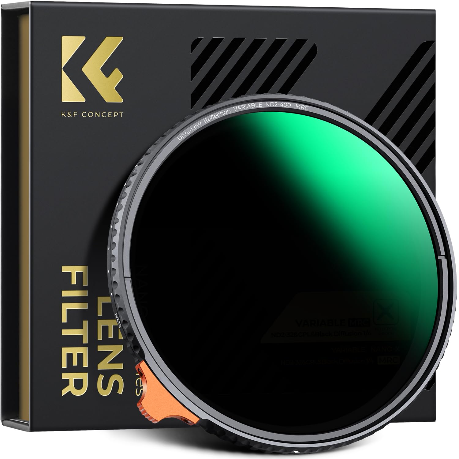 K&F CONCEPT 49mm Ultra-Low Reflectivity Putter Variable ND Filter ND2-ND400 (1-9 Stops) 28 Multi-Layer Coatings AGC Glass Adjustable Neutral Density Camera Lens Filter (Nano-X Series)