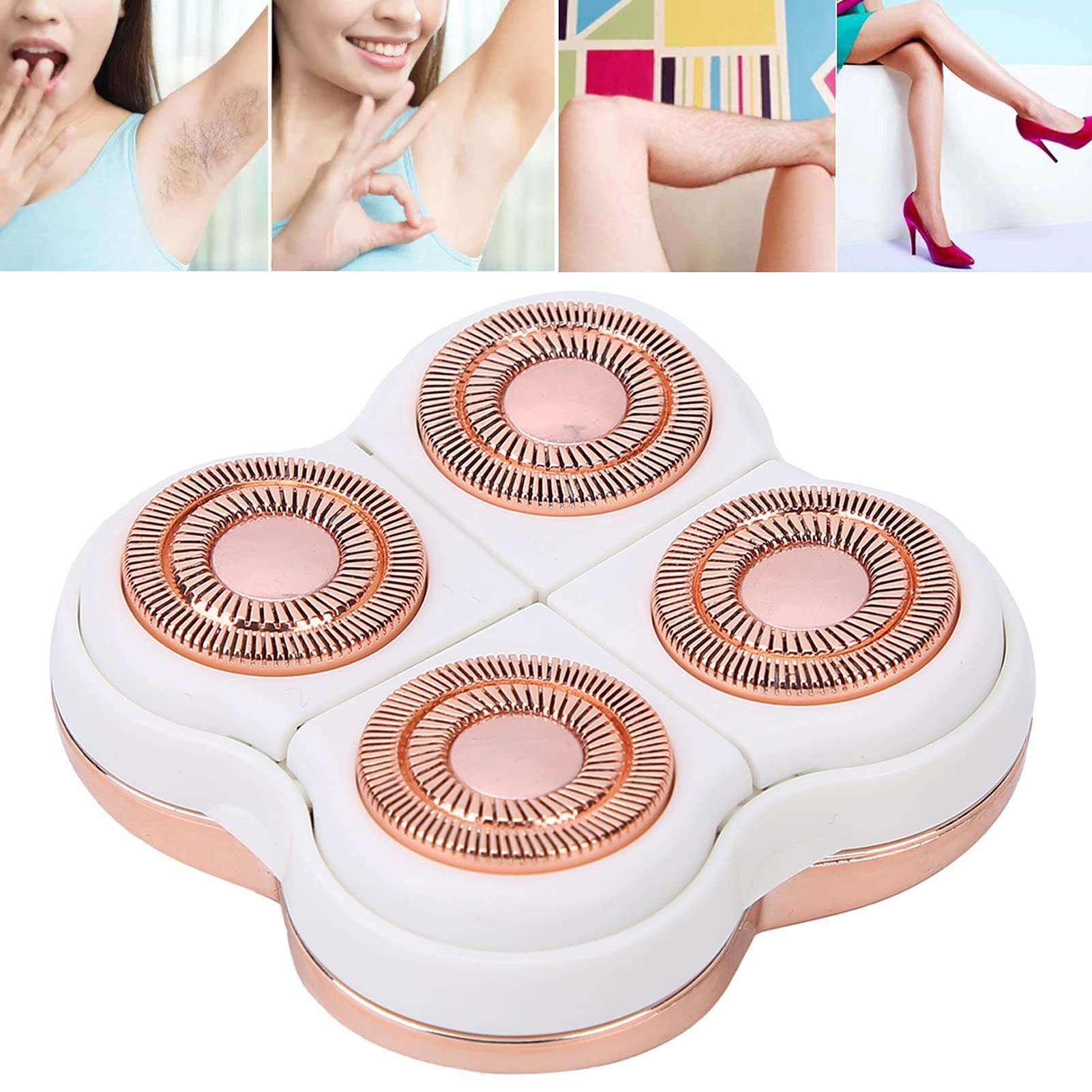 Women Hair Remover Replacement Head, Electric Shaver Replacement Heads,Four Head Electric Hair Remover Body Hair Shaver Machine Head (Rose Gold) 5