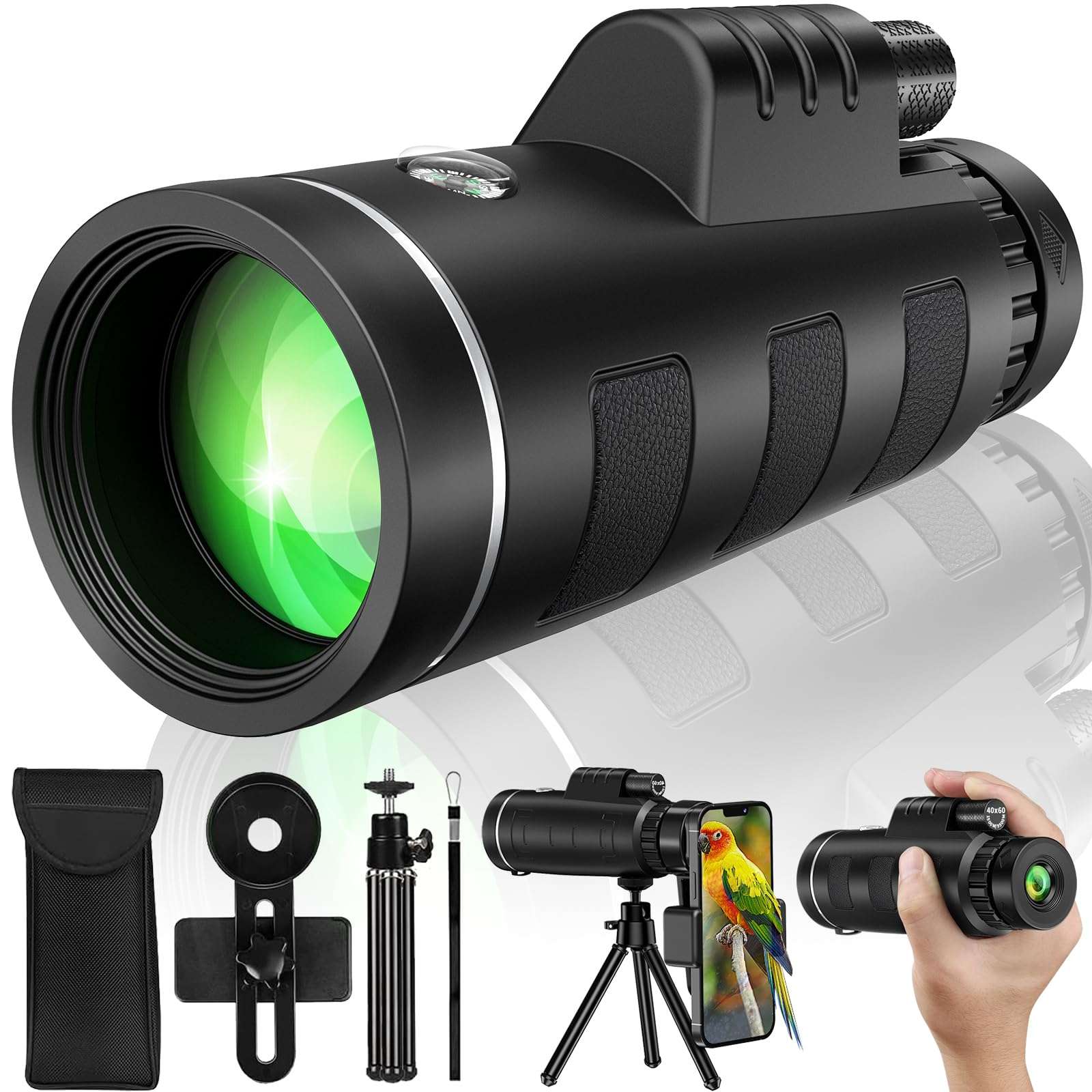 40x60 Monocular Telescope with Smartphone Adapter, Telescope for Adults High Powered, Monocular for Adults, Compact Low Light Vision for Wildlife, Hunting, Camping, Travel &Outdoor Adventures 1