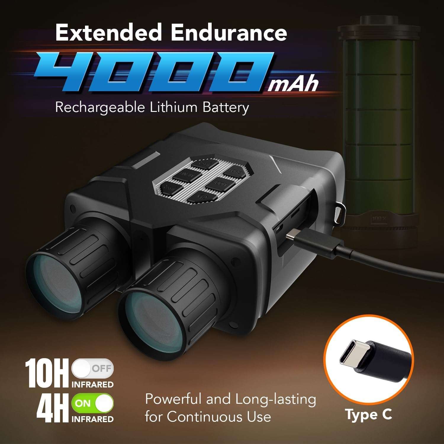 GTHUNDER Night Vision Goggles, Night Vision Binoculars – 4K UHD Video, 52MP Photos, App Remote Control, 10X Zoom, 4" HD Screen, 984ft, 7-Level IR, 4000mAh Battery, 32GB– Ideal for Hunting & Security 6