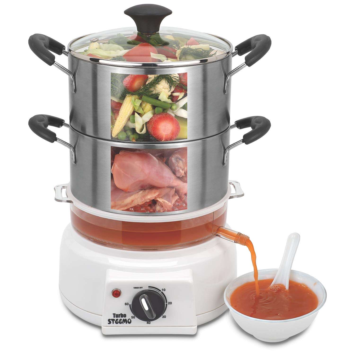 Steemo MULTI STEAM COOKER in FOOD GRADE STAINLESS STEEL STEAMER RICE COOKER MOMO IDLY EGG BOILER SOUP MAKER FOOD STEAMER Flavour &Taste Maintaining (Stainless steel) 4