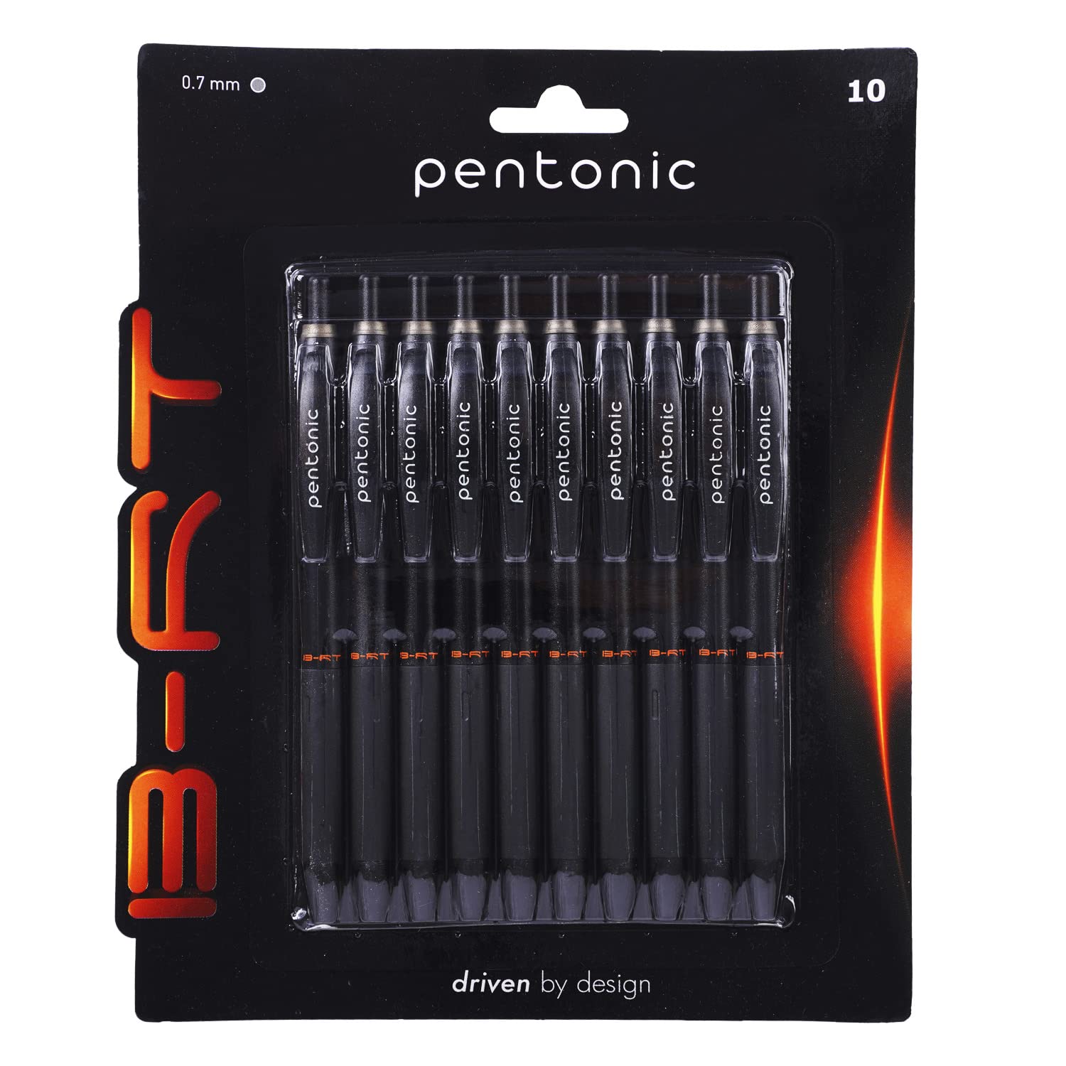 Pentonic B-RT 0.7mm Retractable Ball Pen Blister Pack | Black Ink | Set of 10 1