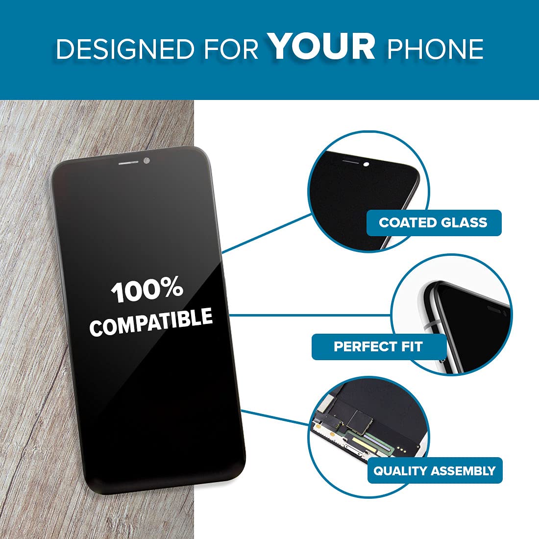 Ace Tech Cellular LCD Screen Replacement for iPhone Xs Max 6.5 inch (Model A1921, A2101, A2102, A2103, A2104) Display Digitizer Assembly Touch Screen 4