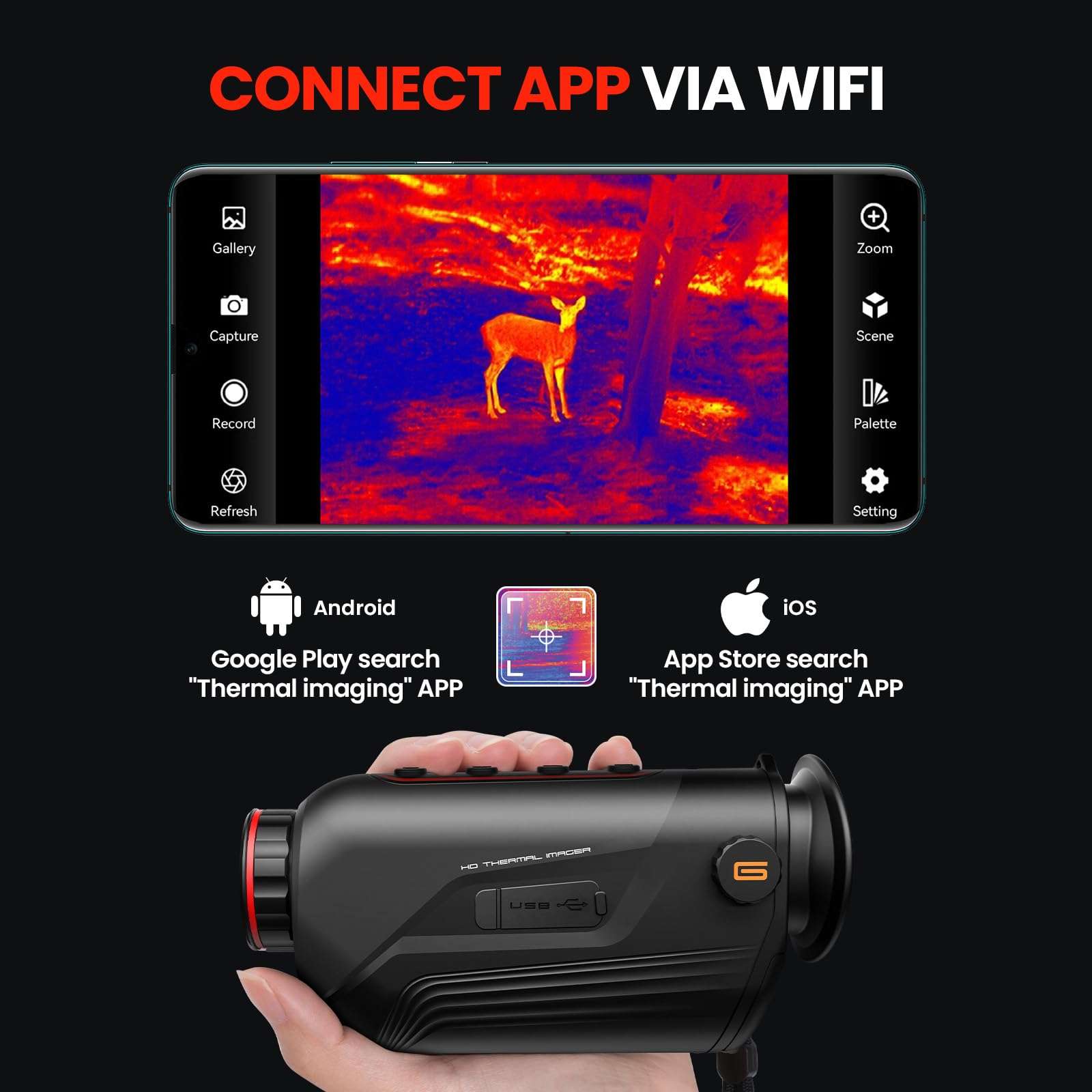 GOYOJO Thermal Imaging Monocular for Hunting, 15mm Focal Lens 256x192(25Hz) Infrared Night Vision Telescope with Long Battery Life, Thermal Scopes for Outdoor Night Vision Camera Telescope (15mm) 6