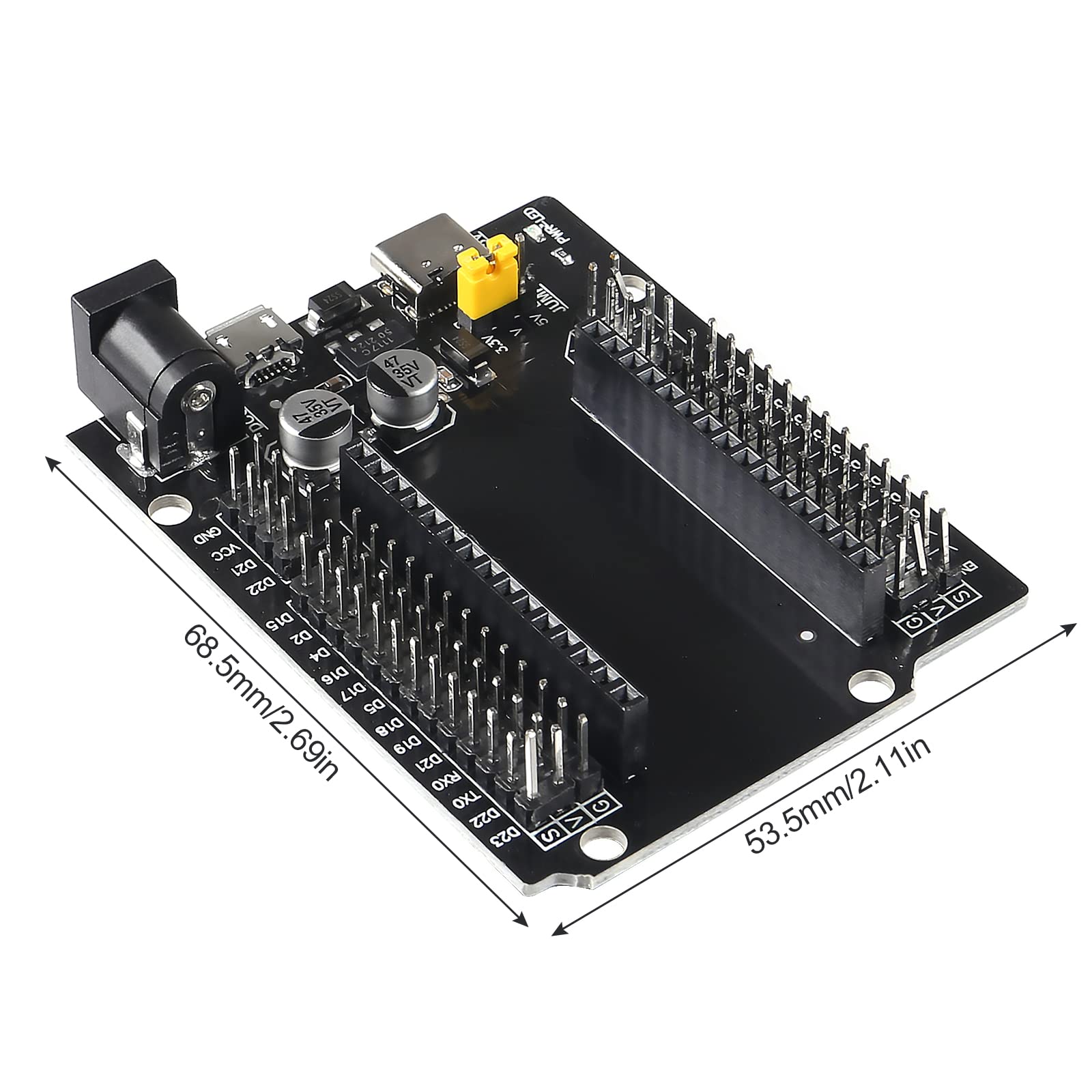 DORHEA 3Pcs ESP32 Development Board 30Pin Type-C Micro USB Dual Interface ESP32 Shield 30P Ultra-Low Power Dual Core ESP32-DevKitC-32 ESP-WROOM-32 ESP-32 ESP-32S Expansion Board 5