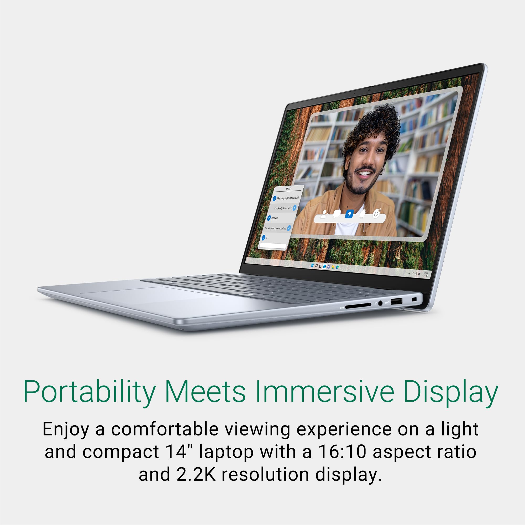 Dell Inspiron 5445 Thin & Light Laptop, AMD R5-8540U Processor, 16GB DDR5 + 512GB SSD, 14" (35.52cm) FHD+AG 250nits Display, Backlit KB, Win 11 + MSO'21, 15 Months McAfee, Ice Blue, 1.61kg 6