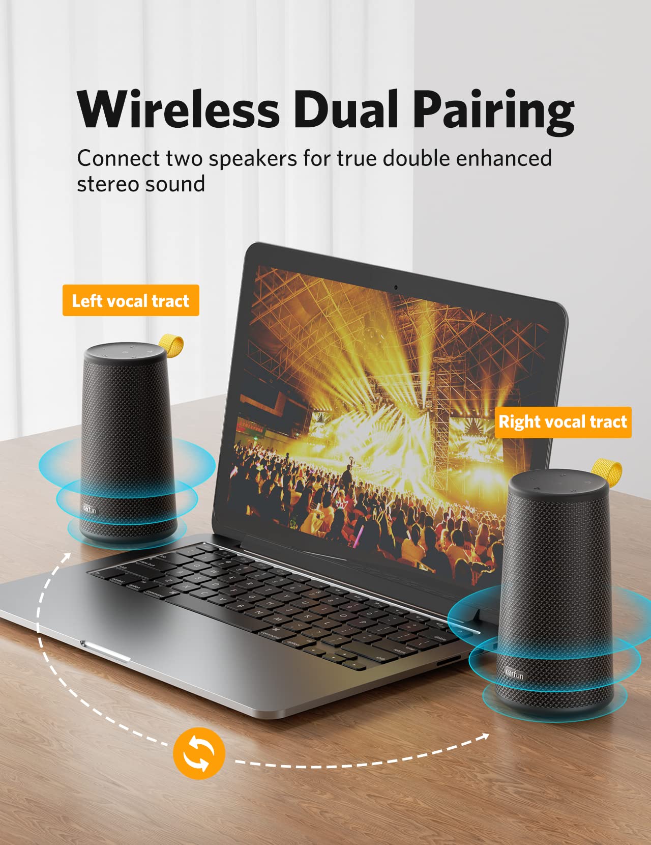 EarFun® UBOOM Bluetooth Speaker, [24W Stereo Sound] Boom Bass, 360° Surround Sound, Sweatshield™ IPX7 Waterproof, Indoor & Outdoor Modes, Dual Pairing, 24Hrs, Portable Wireless Speaker for iPhone etc 4