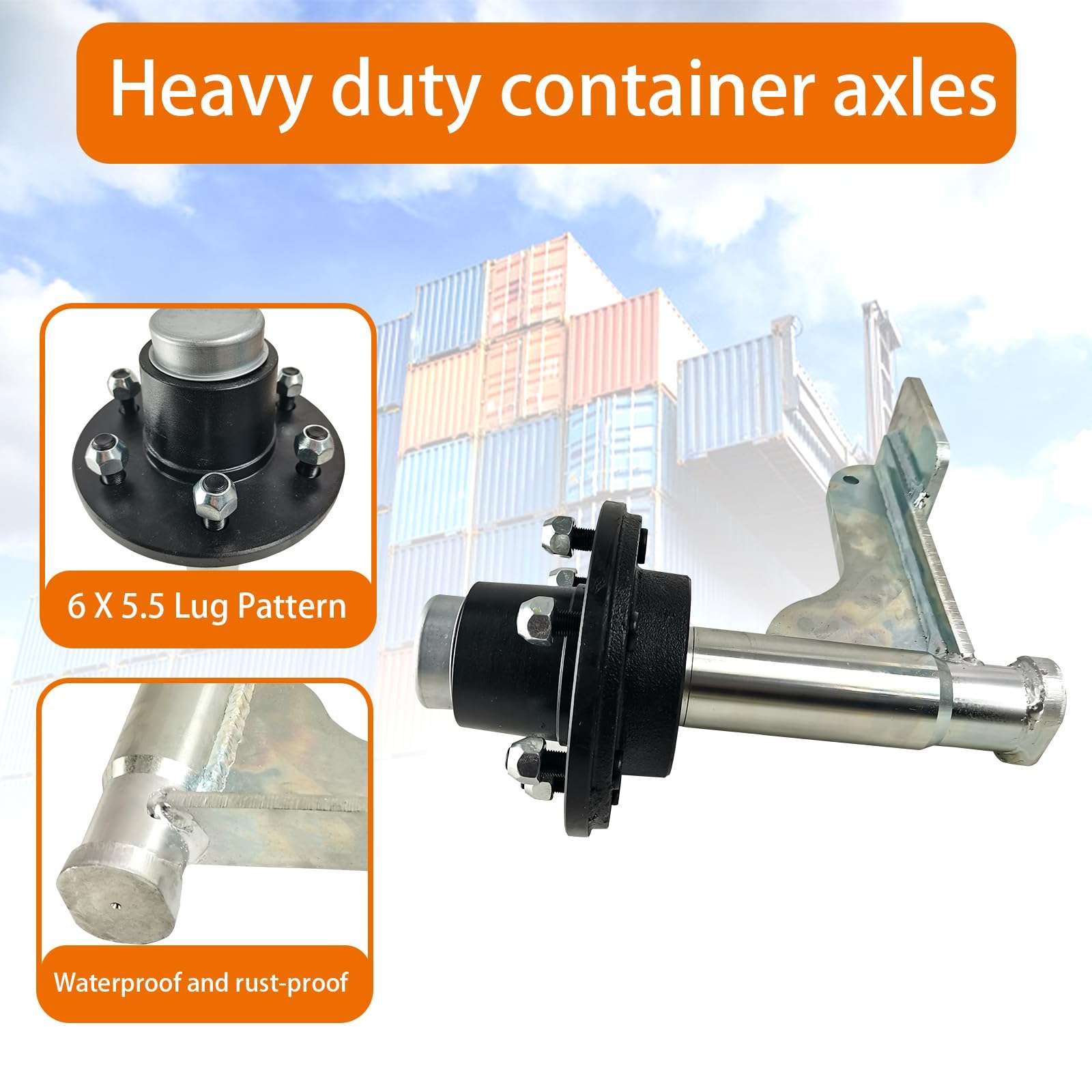 ZUVELLO 6-Lug 5.5'' Shipping Container Wheel Axles Shifting Tool Jack Kit Tie Down-Moves Fully Assembled Fit for 20ft - 40ft Heavy Duty Shipping Container, 2 Pack 5