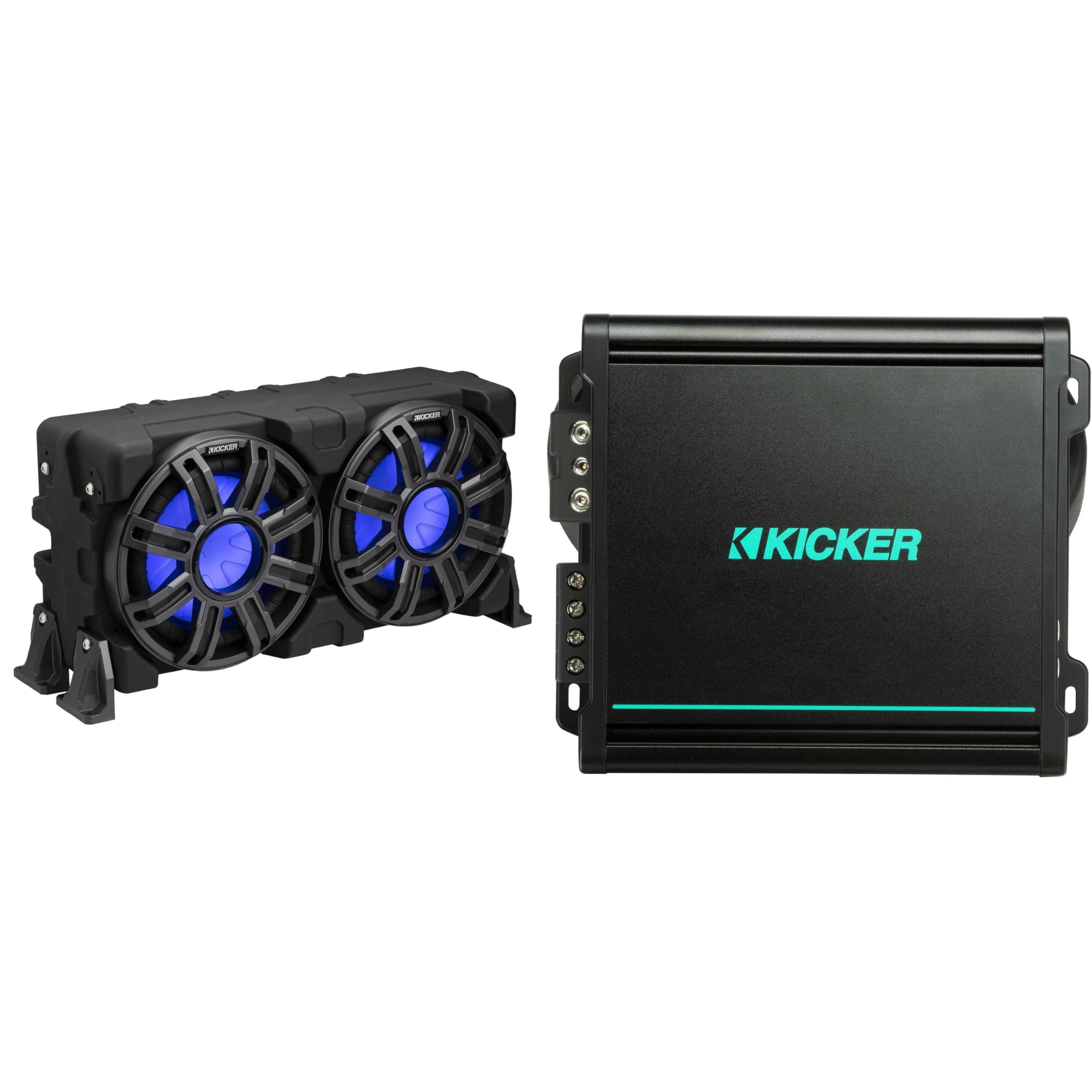Kicker 51MWLE104 - MWE 10-Inch Loaded Premium Marine Sub Encl w/Passive Radiator 4ohm & 48KMA8001 Marine Amp Bundle 2