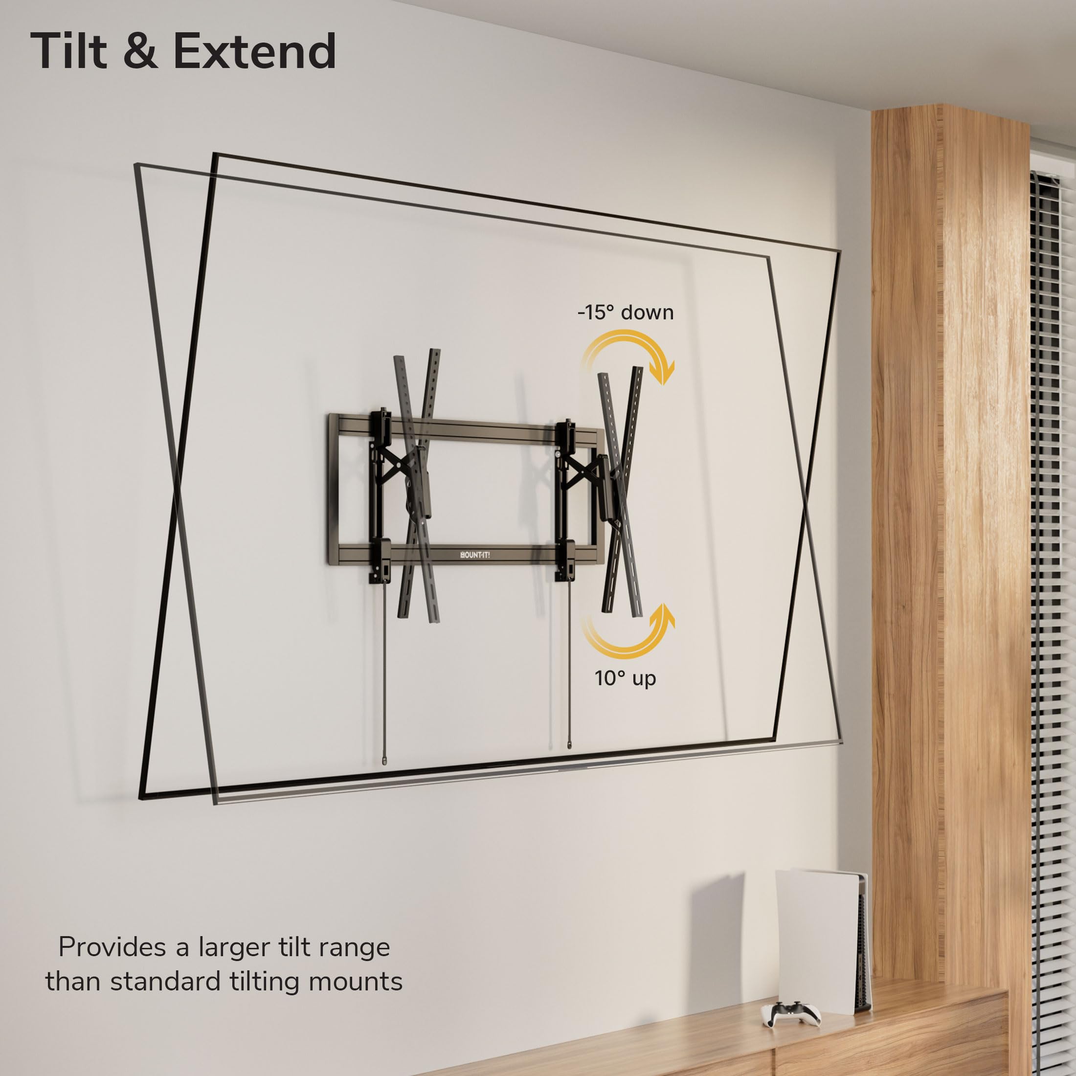 Mount-It! Advanced Extendable Tilt TV Wall Mount for 55–105 Inch TVs, Low Profile 2.1” Heavy-Duty Bracket with 6.8” Extension, Tilt & Swivel, Universal VESA up to 1000×600 mm, Fits 16/24/32” Studs 6