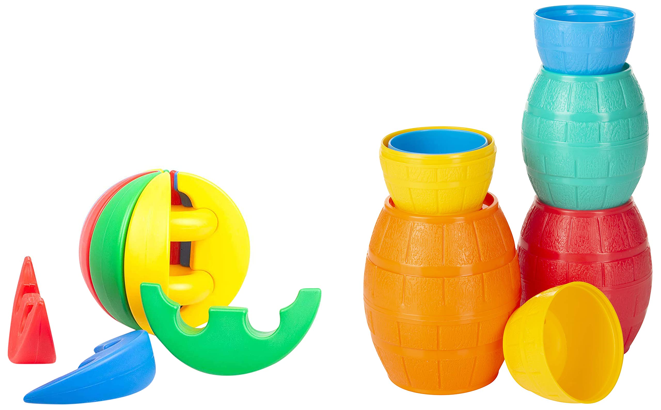 Funskool Giggles - Activity Ball, Learning Activity Toy, Multicolour, 12 Months & Above&Giggles - Stacking Barrels, Helps to Sort,Stack and Nest, 12 Months & Above 1