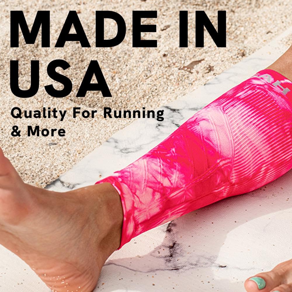 Zensah Calf/Shin Compression Sleeve - Made in the USA Single Leg Compression Sleeve for Shin Splint Relief, Recovery, Running (Neon Green, Large/X-Large) 4