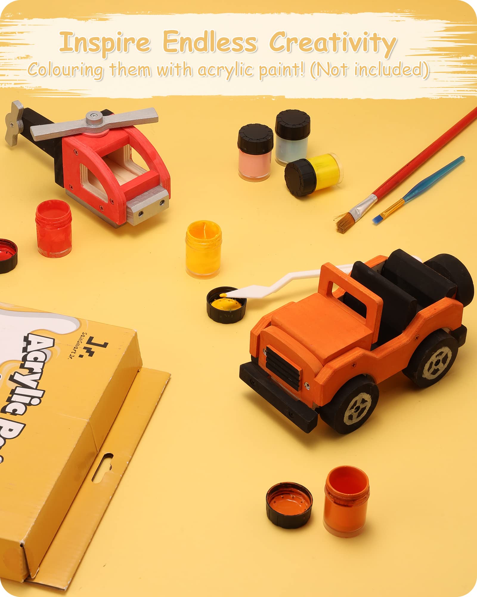 SainSmart Jr. Woodworking Building Kit, 2-in-1 Kids STEM Projects Set, DIY Wood Crafts Assembly Toys with Different Combinations for Boys and Girls 4
