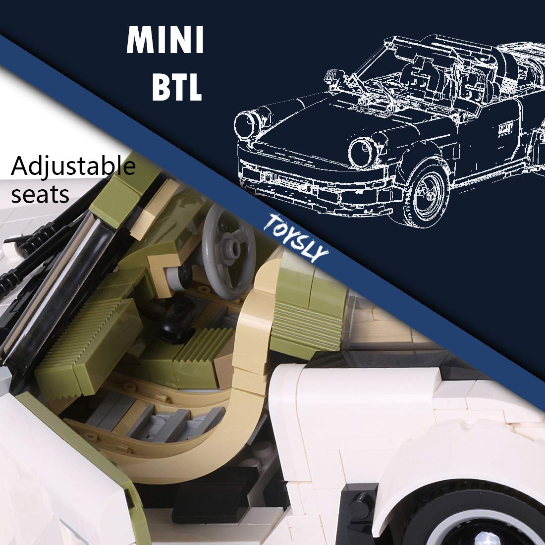 TOYSLY Mini Sports Car MOC Building Blocks and Construction Toy, Adult Collectible Model Cars Set to Build, 1:14 Scale Race Car Model (882 Pcs) 4