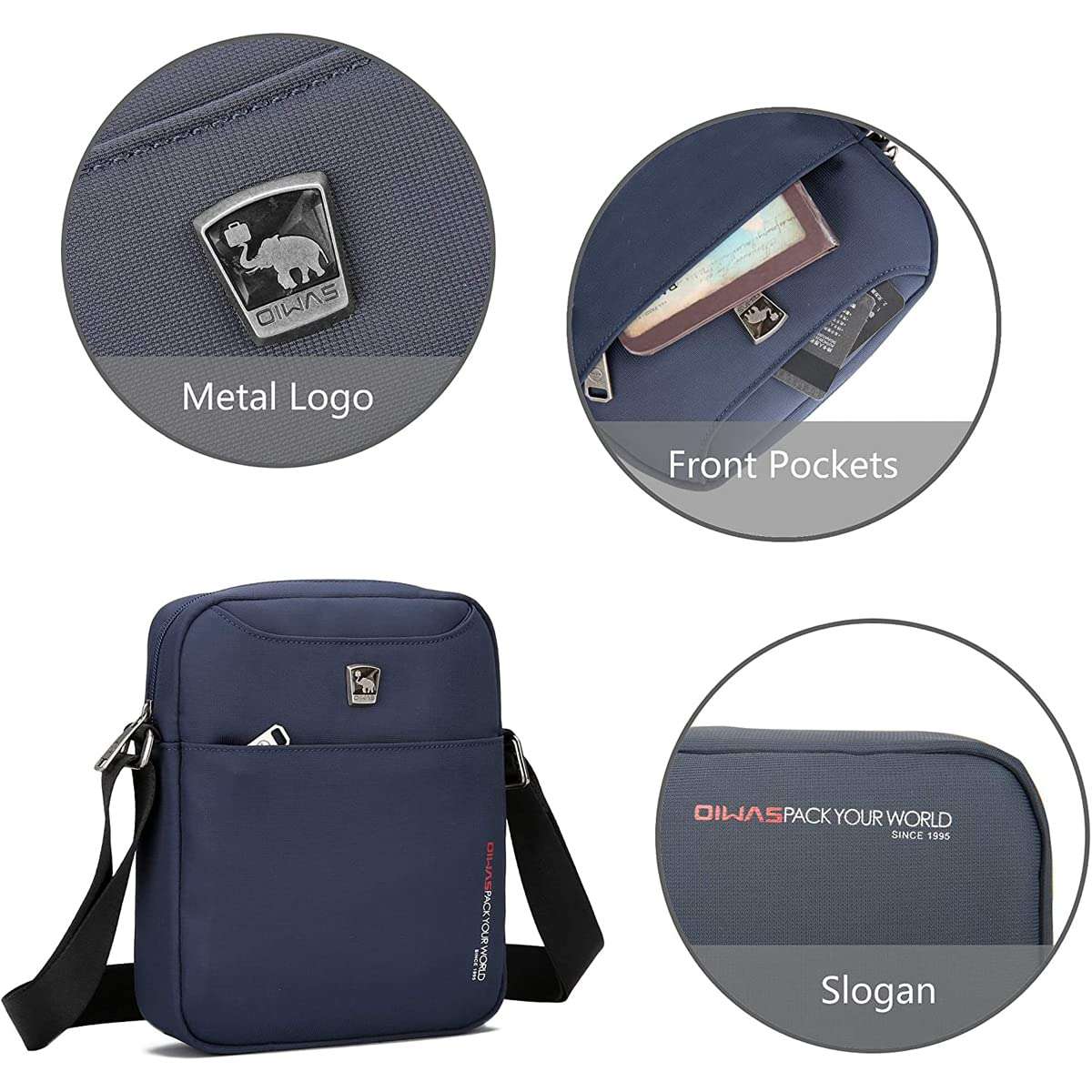 OIWAS Small Messenger Bag for Men Purse Work Crossbody Shoulder Bags Travel Business Wallet Lightweight Casual Sling Man Blue 6