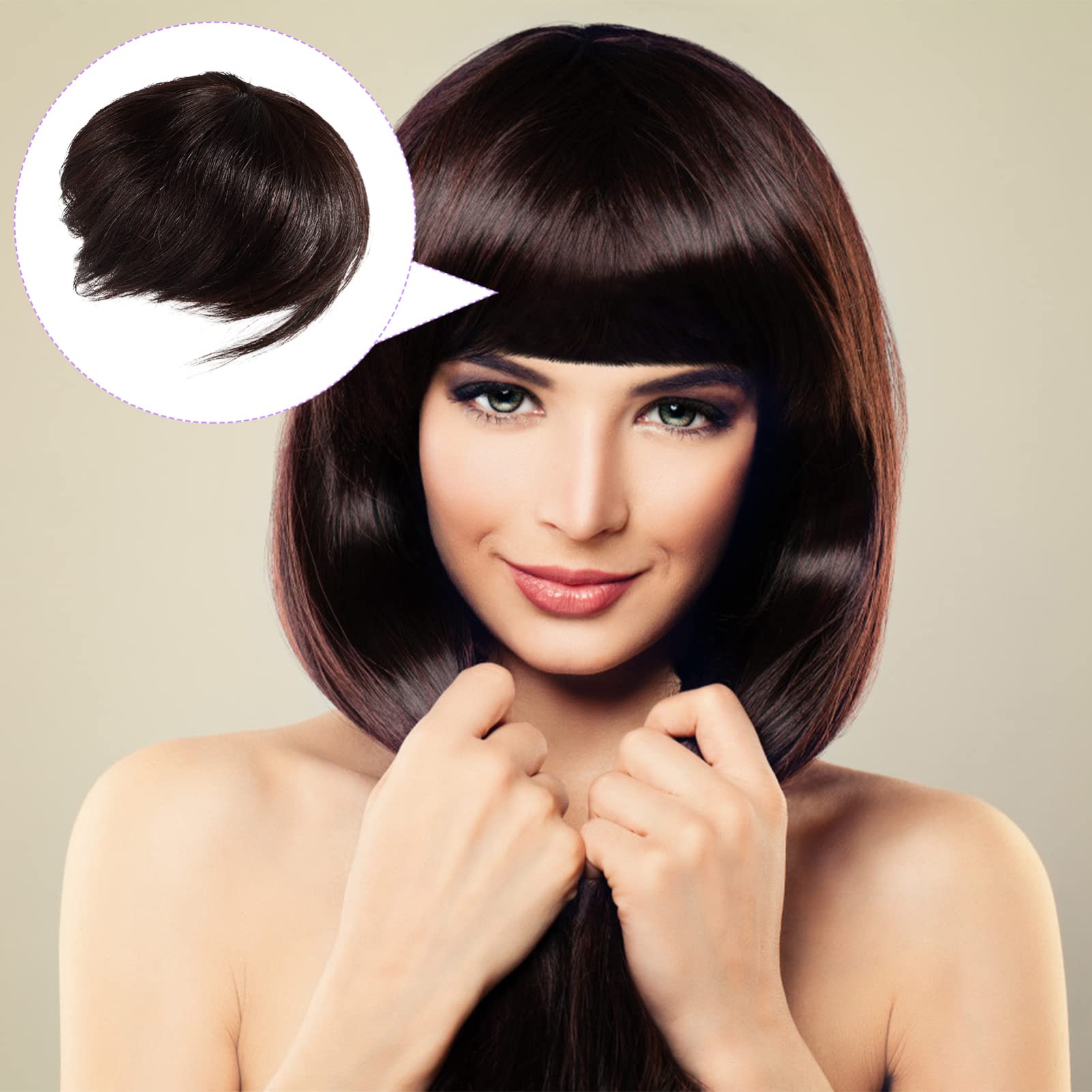 LALAFINA Hairpiece Flat Bald Bang Party Wigs S Loss Natural Wig White One Cleopatra Gatsby Fluffy Bangs Extension on Cosplay Ladies Replacement Seamless for Fringe Hair Fake Cm Women Clip 4