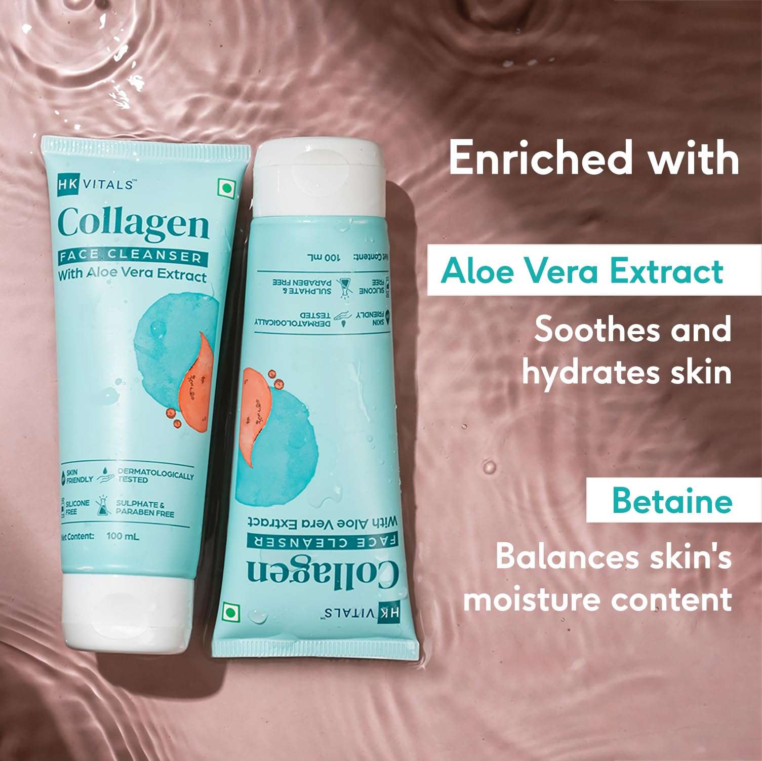 HK VITALS by HealthKart Collagen Face Cleanser with Aloe Vera Extract, Reduces Fine Lines, Wrinkles, & Skin Dullness, All Skin Types, 100 ml 4