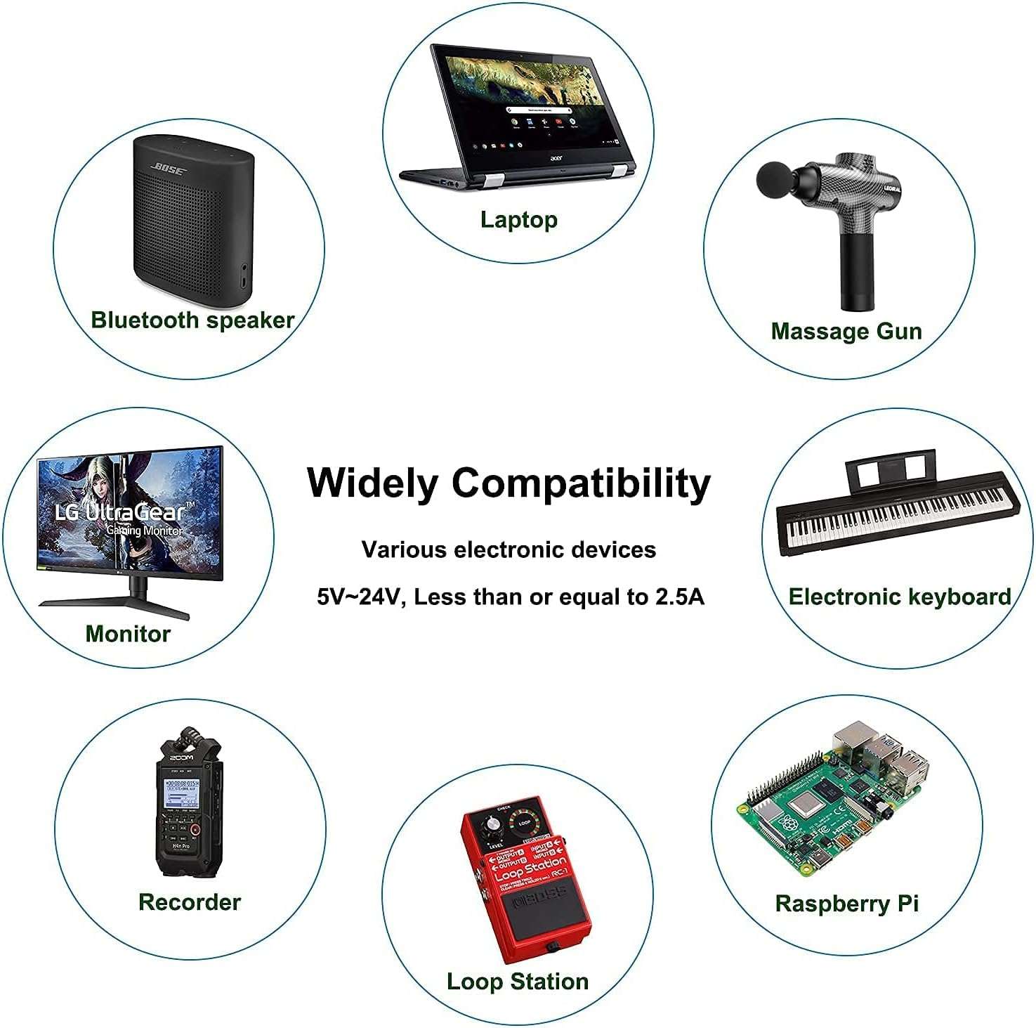 60W Adjustable Volt 24V Power Supply AC to DC Switching 5V 6V 9V 12V 15V 17V 18V 19V 20V 24V with LED Voltage Display, Includes 10 Tips & Polarity Converter Cable 4