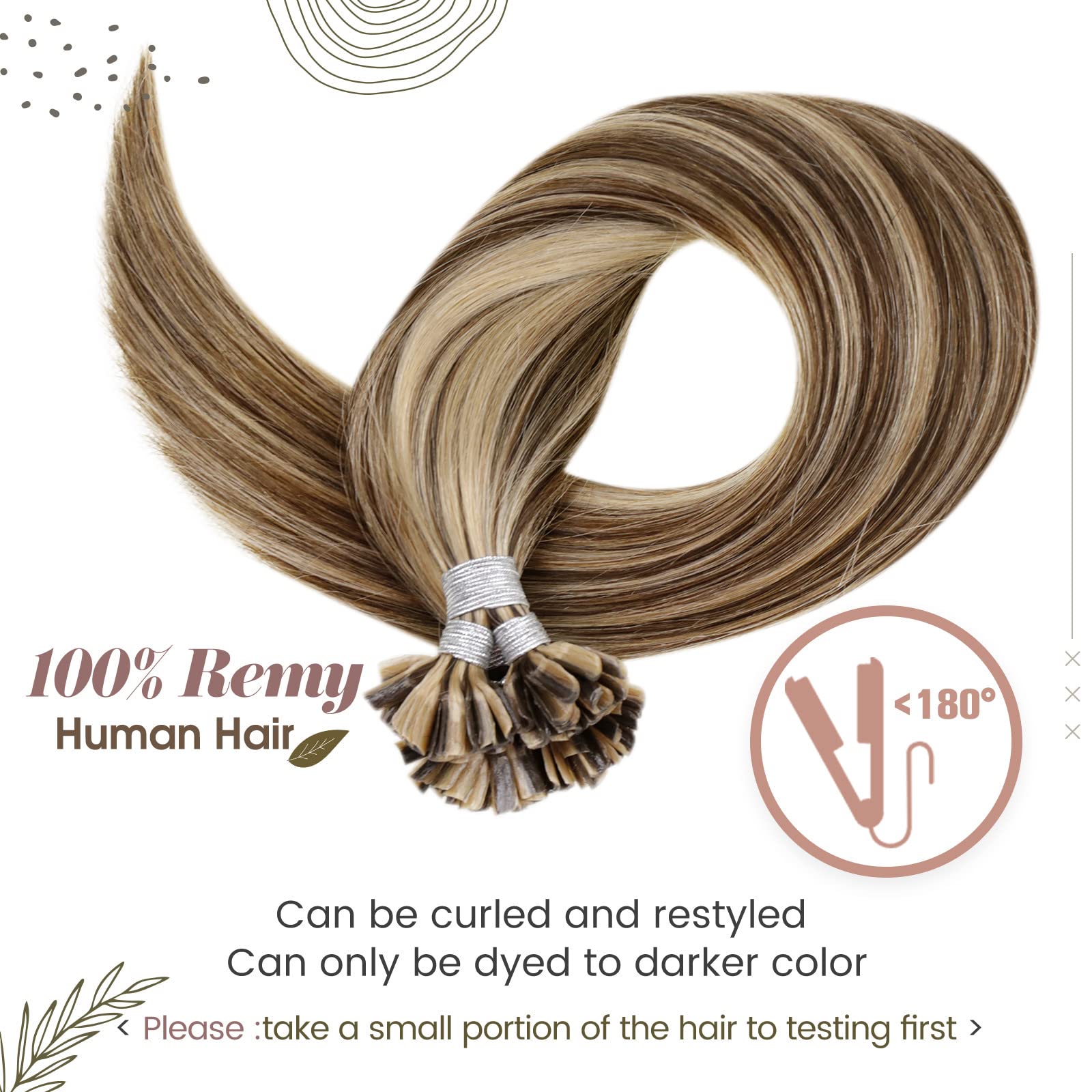Hetto Micro Loop Hair Extensions Real Hair Blonde Highlight 20 Inch 50g 50s U Tip Hair Extensions Human Hair#4/27 Dark Brown Highlighted Blonde 50 Strands 50 Grams 6