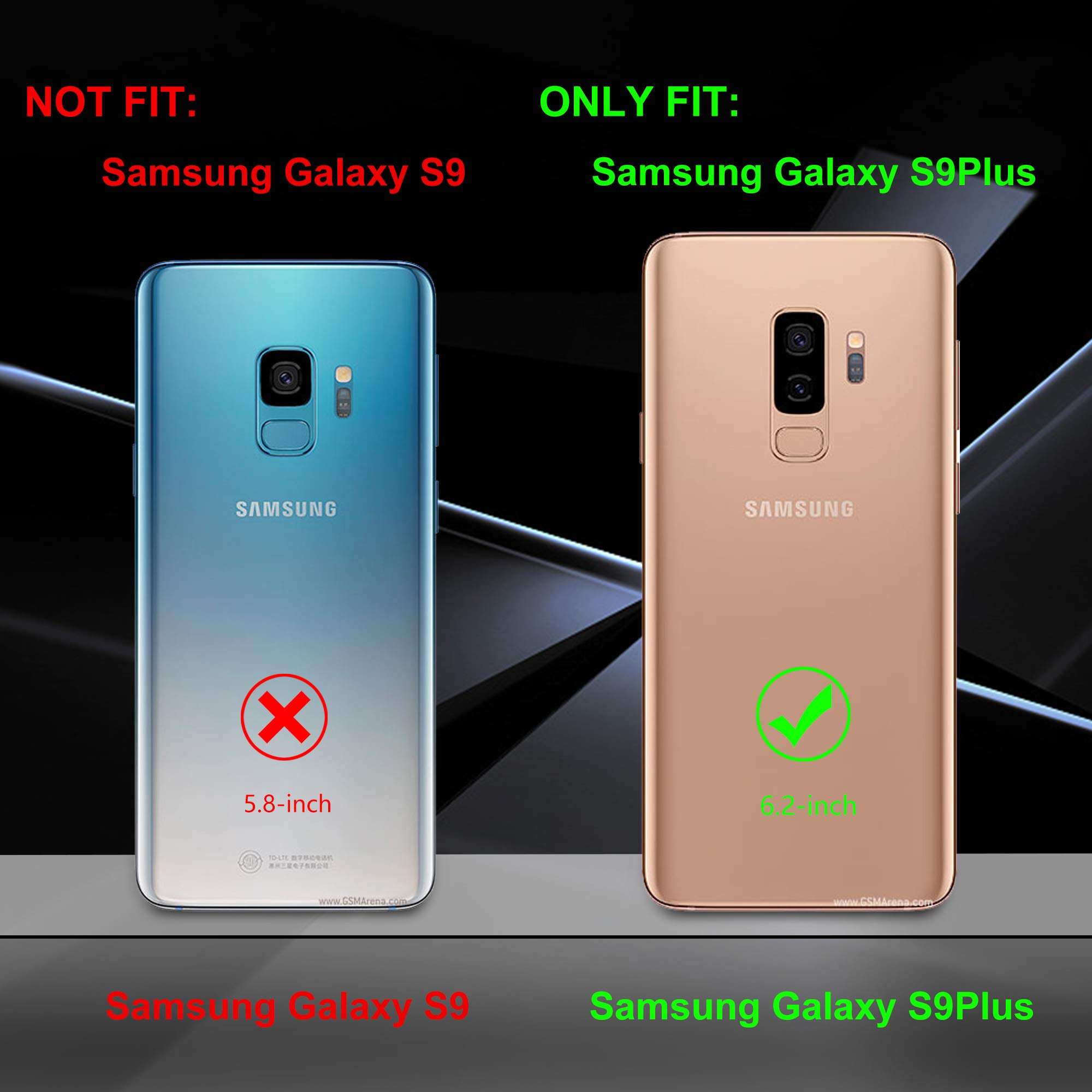 Galaxy S9 Plus Case, Samsung S9 Plus Phone Case with HD Screen Protector, Atump 360° Rotation Ring Kickstand [Military Grade] Dual Layer Shock Absorption Protective Case for Galaxy S9+, Black 2