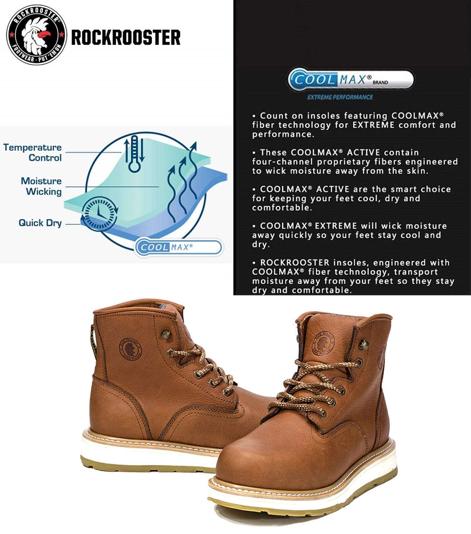 ROCKROOSTER Work Boots for Men, Soft Toe Waterproof Safety Working Shoes / AP615, 12-TAN 3