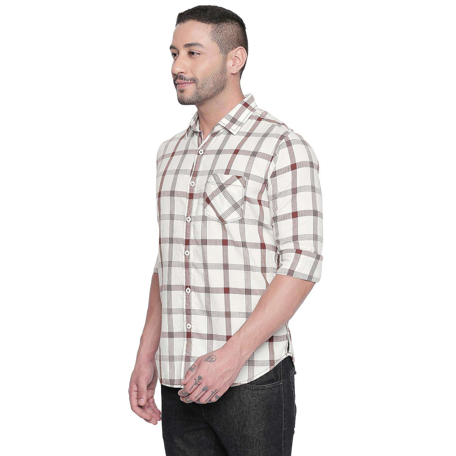 MUFTI Mens Slim Fit Checked Casual Shirt (Sky Blue_Medium) 2