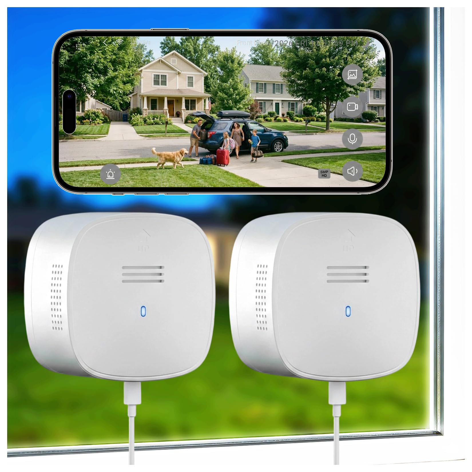 2 Pack 5MP 3K Window Camera-2.4G&5G WiFi Window Cameras for Home Security Indoor & Outdoor Monitoring with SpectraVivid AI Color Night Vision, Motion Detection, Works w/Alexa & Google Assistant D1