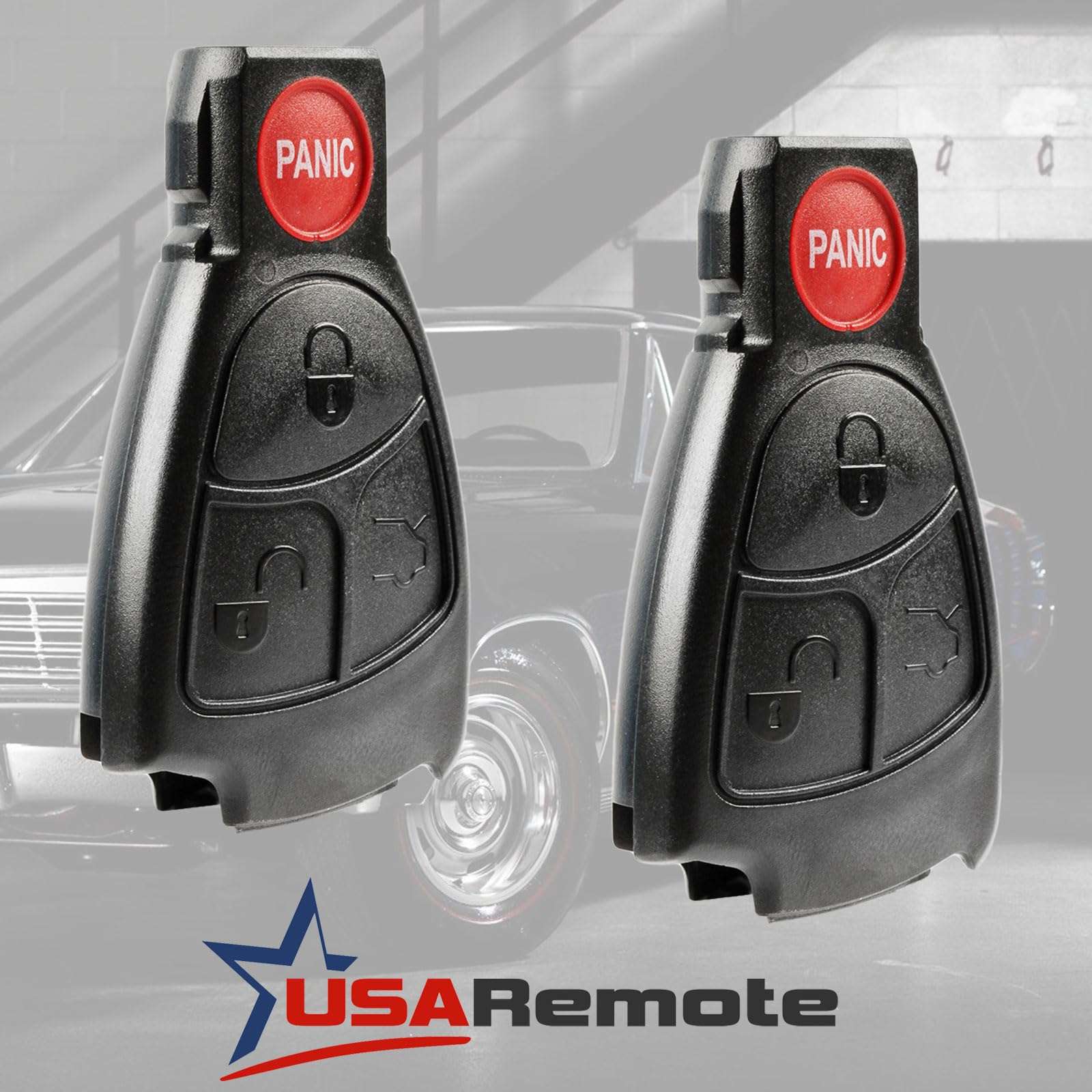 Key Fob Keyless Entry Remote Shell Case & Pad fits C Class, CLK, CLS, E Class, G Class, SLK Class, AMG, Set of 2 3