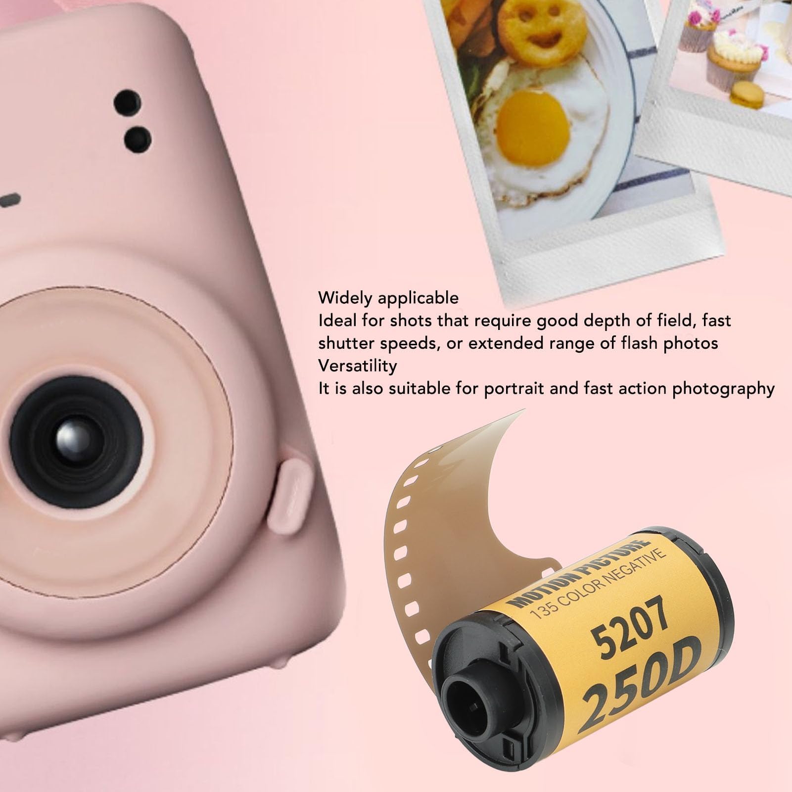 Ktsxxops 35mm Color Print Film Professional Wide Exposure Range ECN 2 Process Colour Print Camera Film for 135 Camera, 8 Sheet, 200-250, 1.9 x 1.1 in, 6