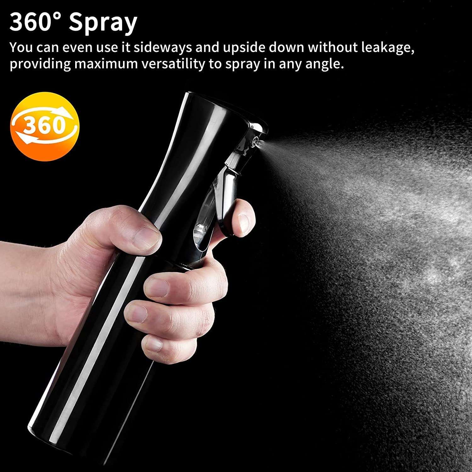SIOPAWORLD 300 ml Plastic Spray Bottle Refillable Mist Sprayer for Sanitizer Travel Beauty Makeup | Hair Mist Spray Bottle | Professional Black Mist Spray Bottle for Cleaning Home Office - BLACK 6