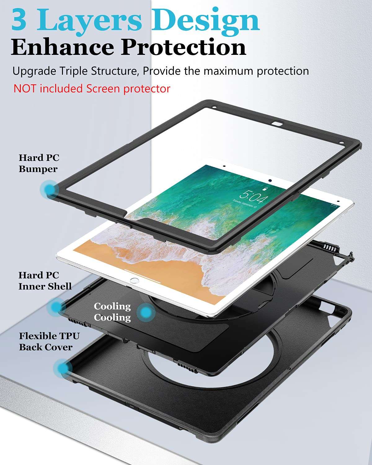 (Get 2) iPad Pro 12.9 Case 2017/2015 Black + iPad Pro 12.9 Case 2017/2015 Red 5