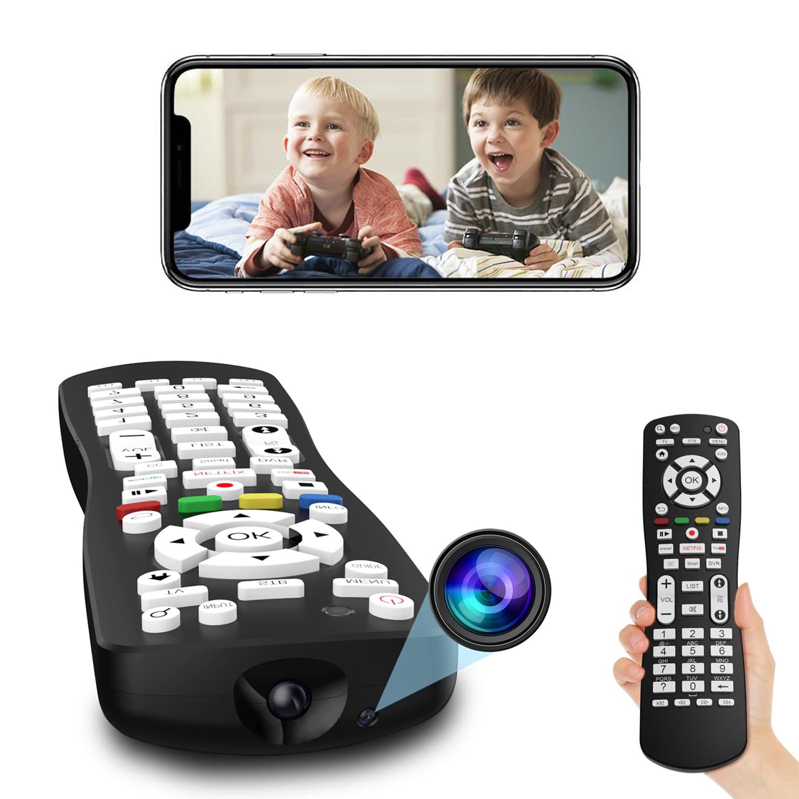 LIVE PARTY TV Remote Camera 2 in 1 Use WiFi HD 1080P Hidden Camera TV Remote Spy Camera with Video and Motion Detection for Indoor Home Security Camera Wireless Nanny Cam