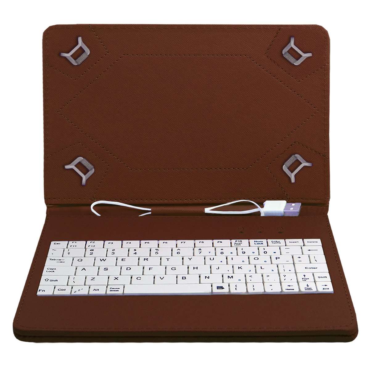 Acm USB Keyboard Case Compatible with Karbonn Cosmic Smart Tab 10 Tablet Cover Stand Study Gaming Direct Plug & Play - Brown 4