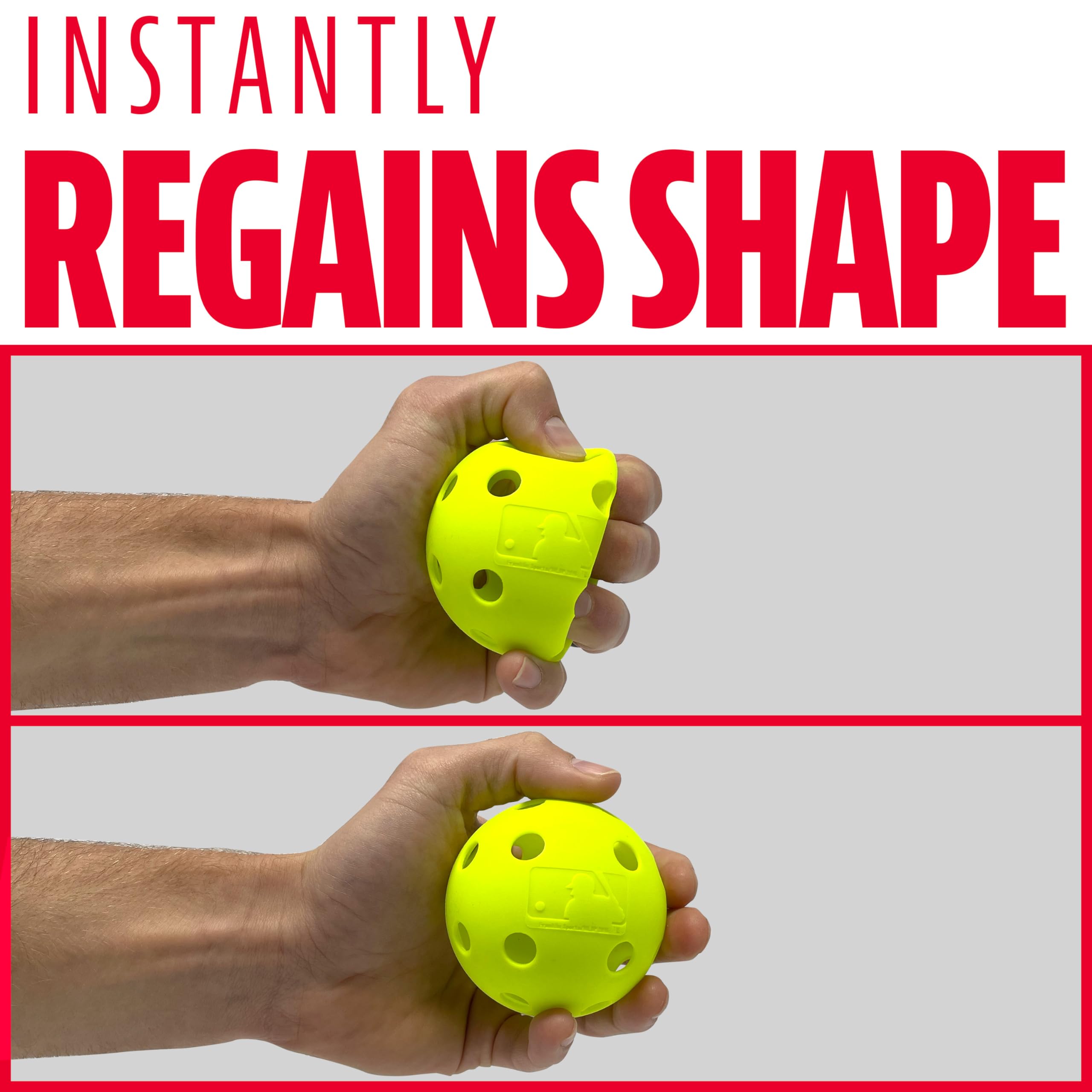 Franklin Sports Plastic Baseballs - Indestruct-A-Ball Plastic Batting Practice Baseballs - Plastic Training Balls - MLB Official Size - Yellow - 6 Pack, 9 inch (Baseball) 5