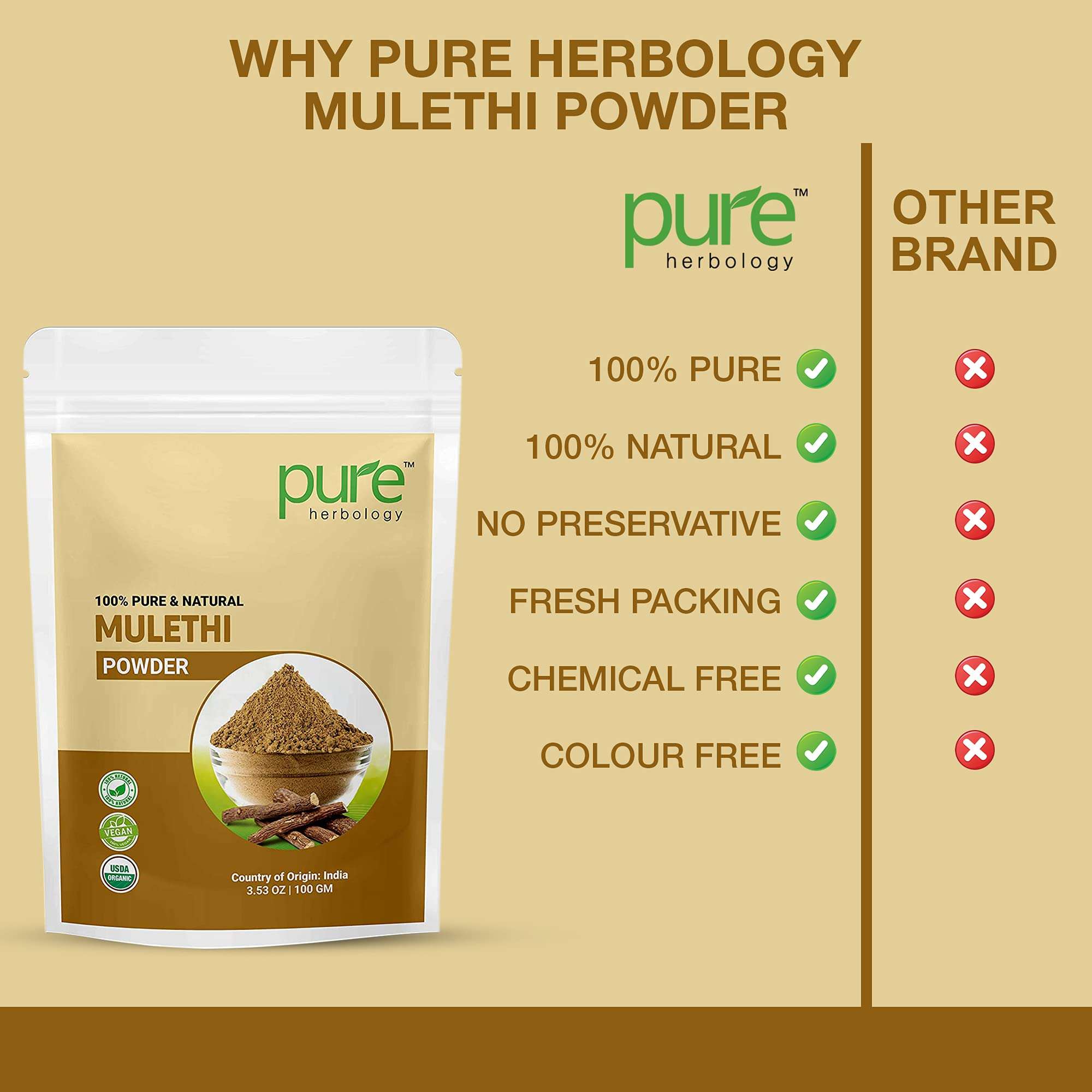Pure Herbology Pure & Natural Mulethi Powder For Body, Skin and Hair, Licorice Powder - 200gm 6