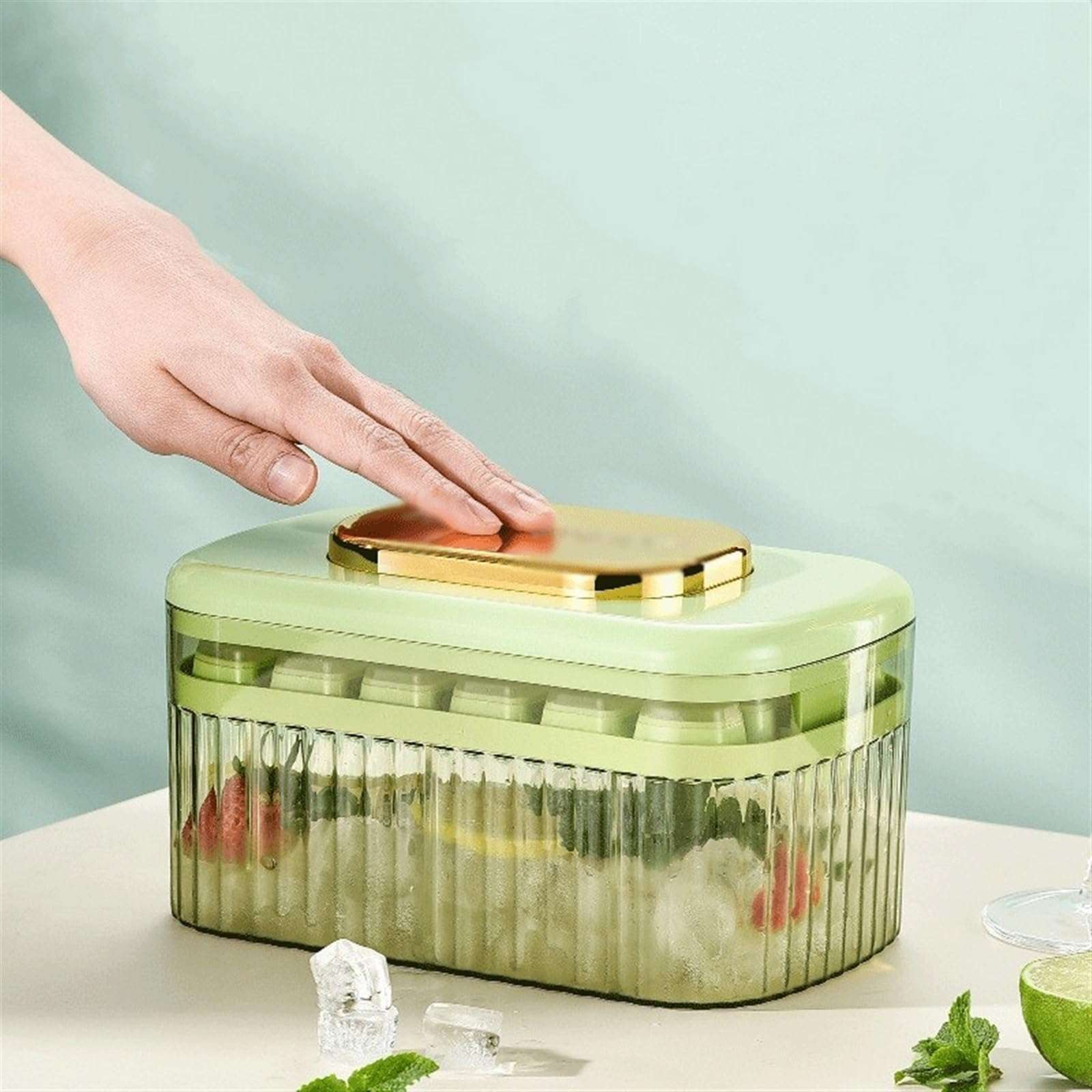 MOOWI Ice Bucket Ice Bucket Press Type ice Cube Maker Ice Box Tray Silicone Kitchen Gadget Ice Ball Mold Beer Coffee Quick Freeze Keeps Ice Cold & Dry (Color : 2) 5