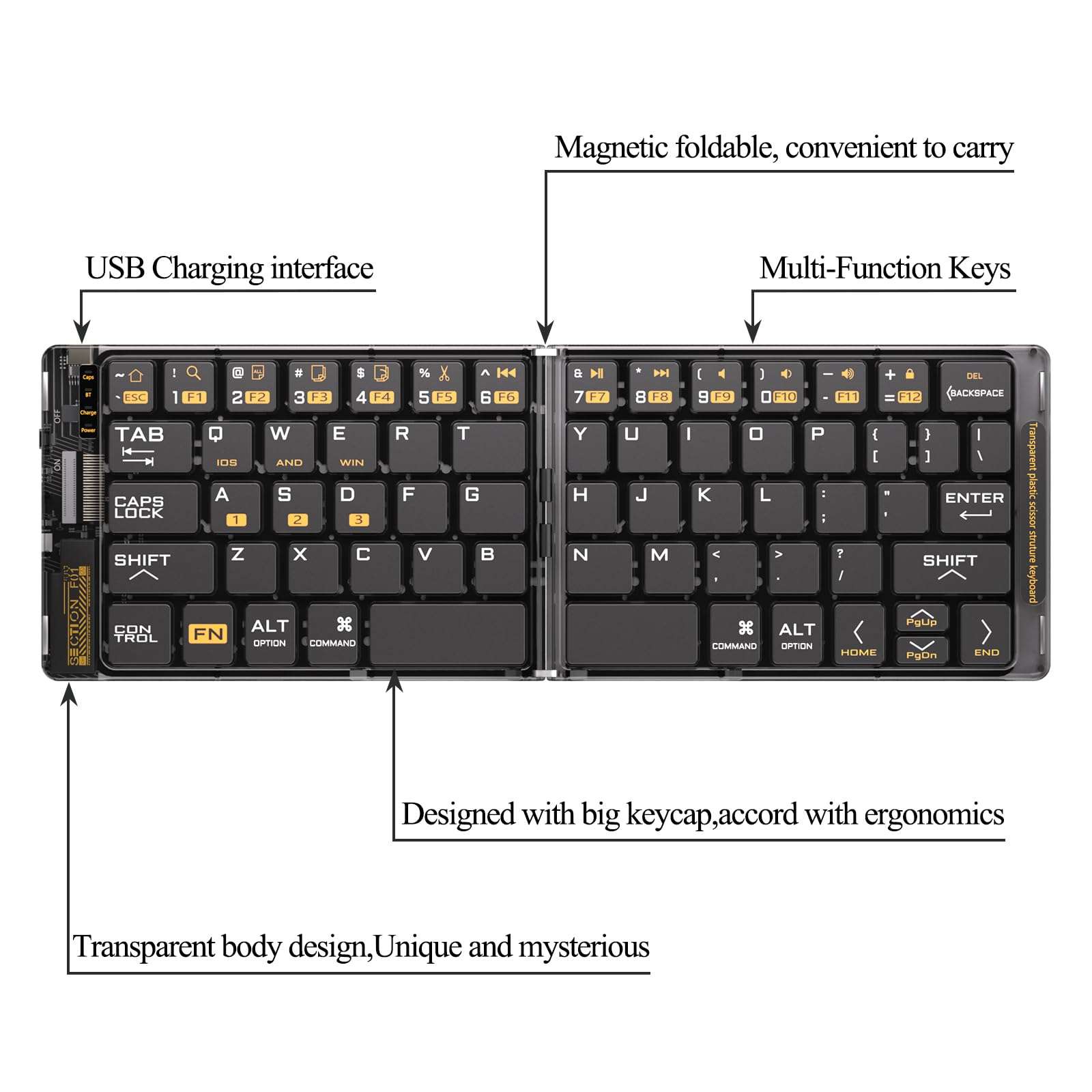 ANDLUCK Foldable Keyboard and Mouse(2.4G),F01 Folding Bluetooth Keyboard and Mouse Combo for Business and Travel,Portable Keyboard for Laptop iPads Tablets,for Windows/Android/iOS-Black Square Mouse 6