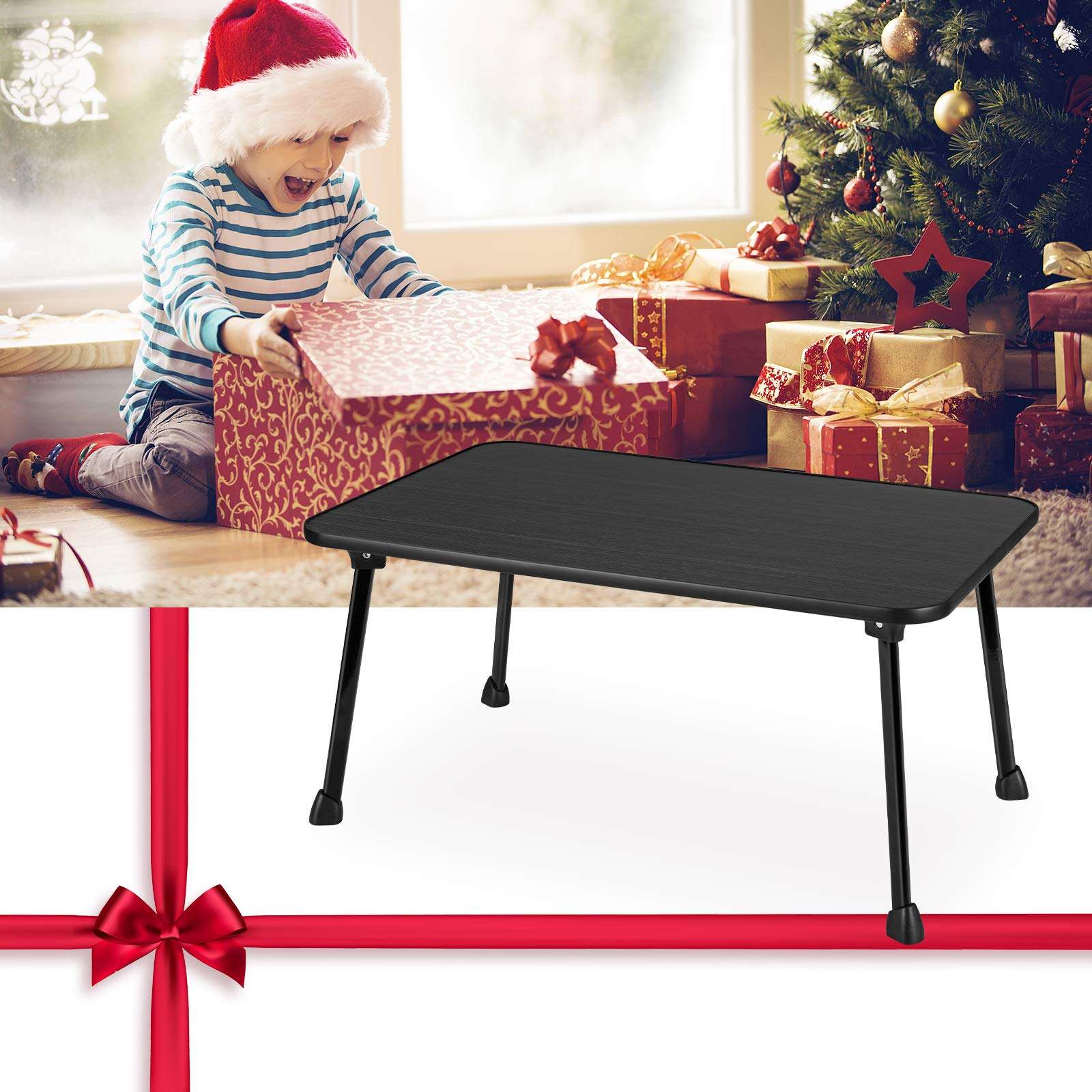 Large Bed Tray Nnewvante Multifunction Laptop Desk Lap Desk Foldable Portable Standing Breakfast Reading Tray Holder for Couch Floor for Adults/Students/Kids Black 2