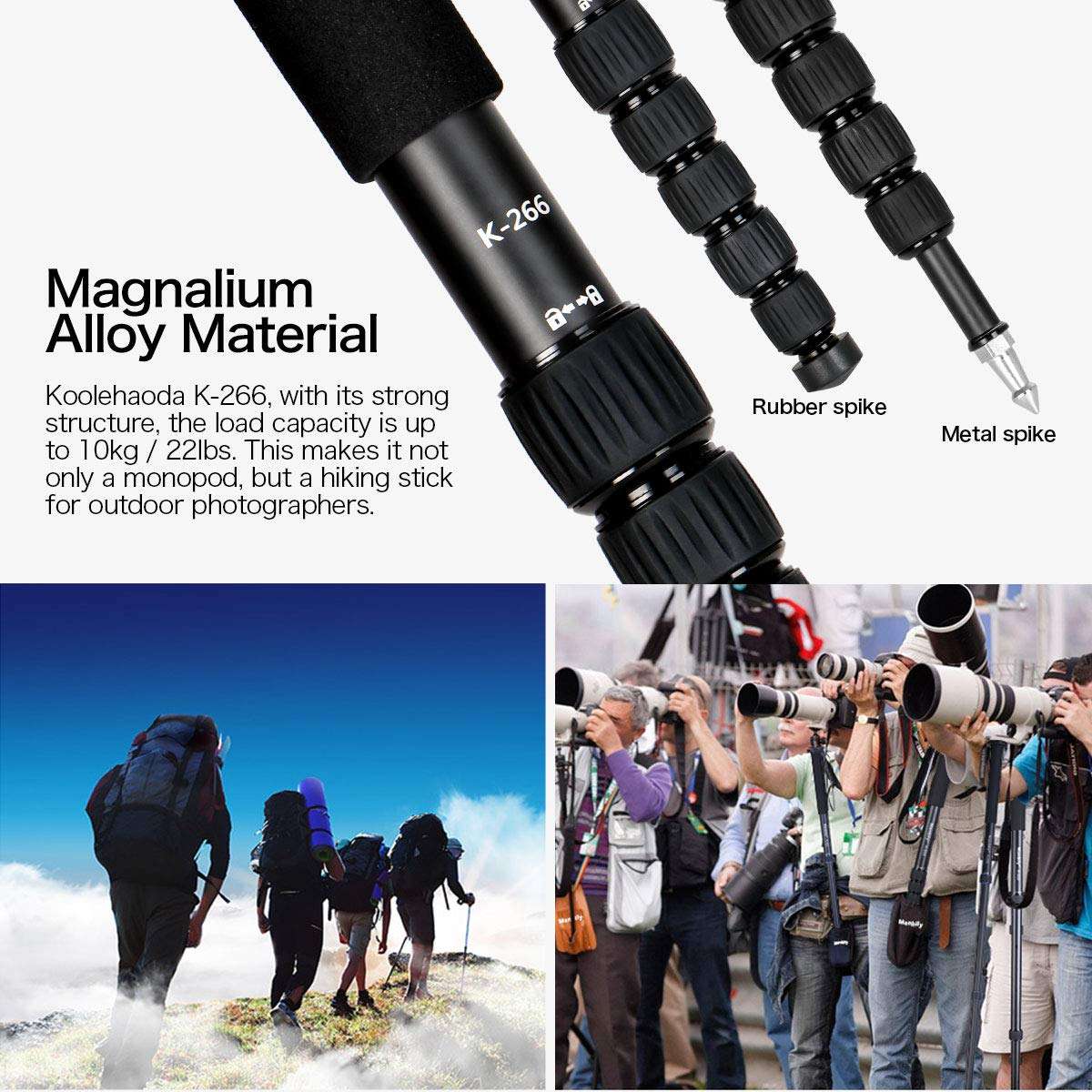 Koolehaoda 6-Section Monopod Compact Portable Photography Aluminum Alloy Unipod Stick (K-266 Orange) 4