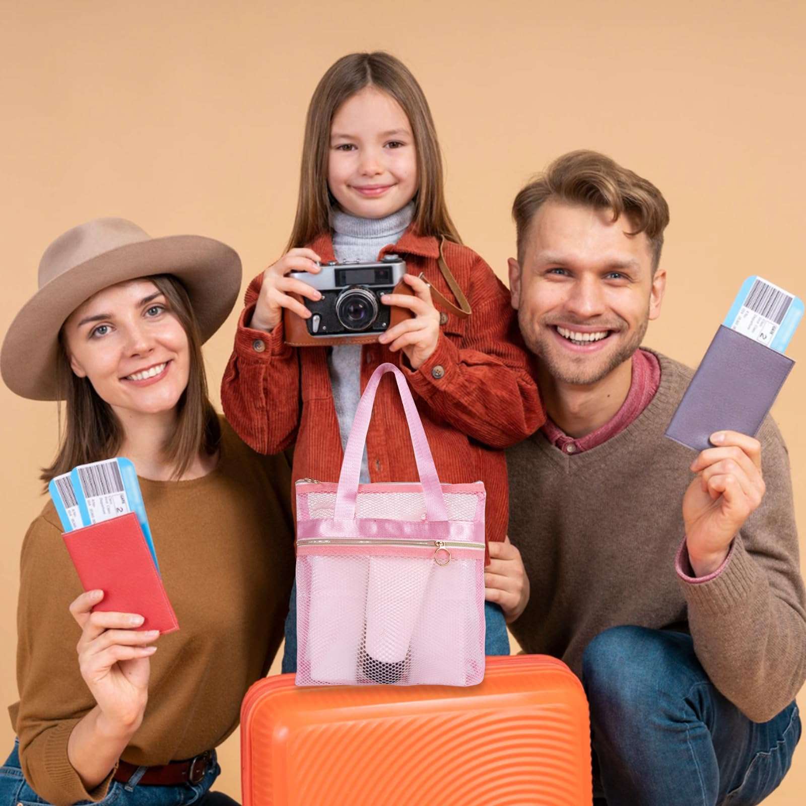 DODAMOUR 2 Packs Mesh Shower Caddy, Portable Shower Tote Bag for College Dorm, Travel Hanging Toiletry Bath Organizer with Zipper (Pink) 6