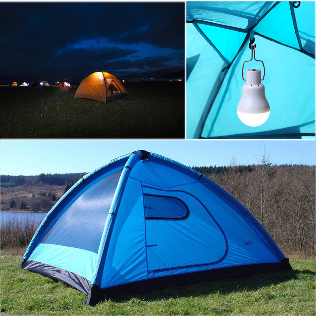 ABZXT Solar Powered Lamp Remote Control Portable Led Bulb Lights Solar Energy Panel Led Lighting for Camp Tent Night Fishing Emergency Lights Flash 350LM(Pack of 2+Remote Control) 3