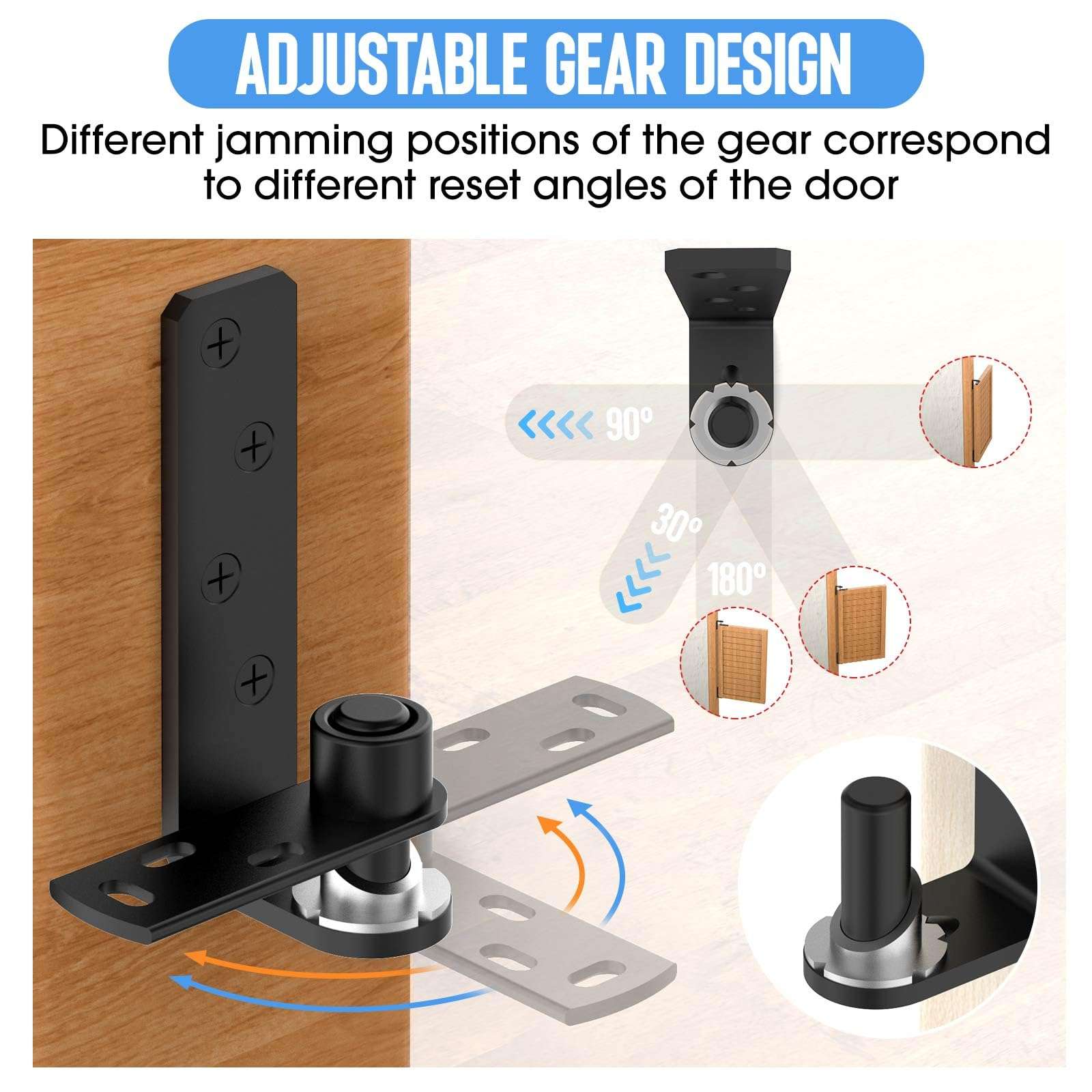 MeBantoo Saloon Door Hinges, Heavy-Duty 304 Stainless Steel Swinging Door Hinges, Self-Return Dual Swing Cafe Door Hinges, Self Closing Door Hinge for Swing Door, Bar Door, Patio Door (4, Large) 5