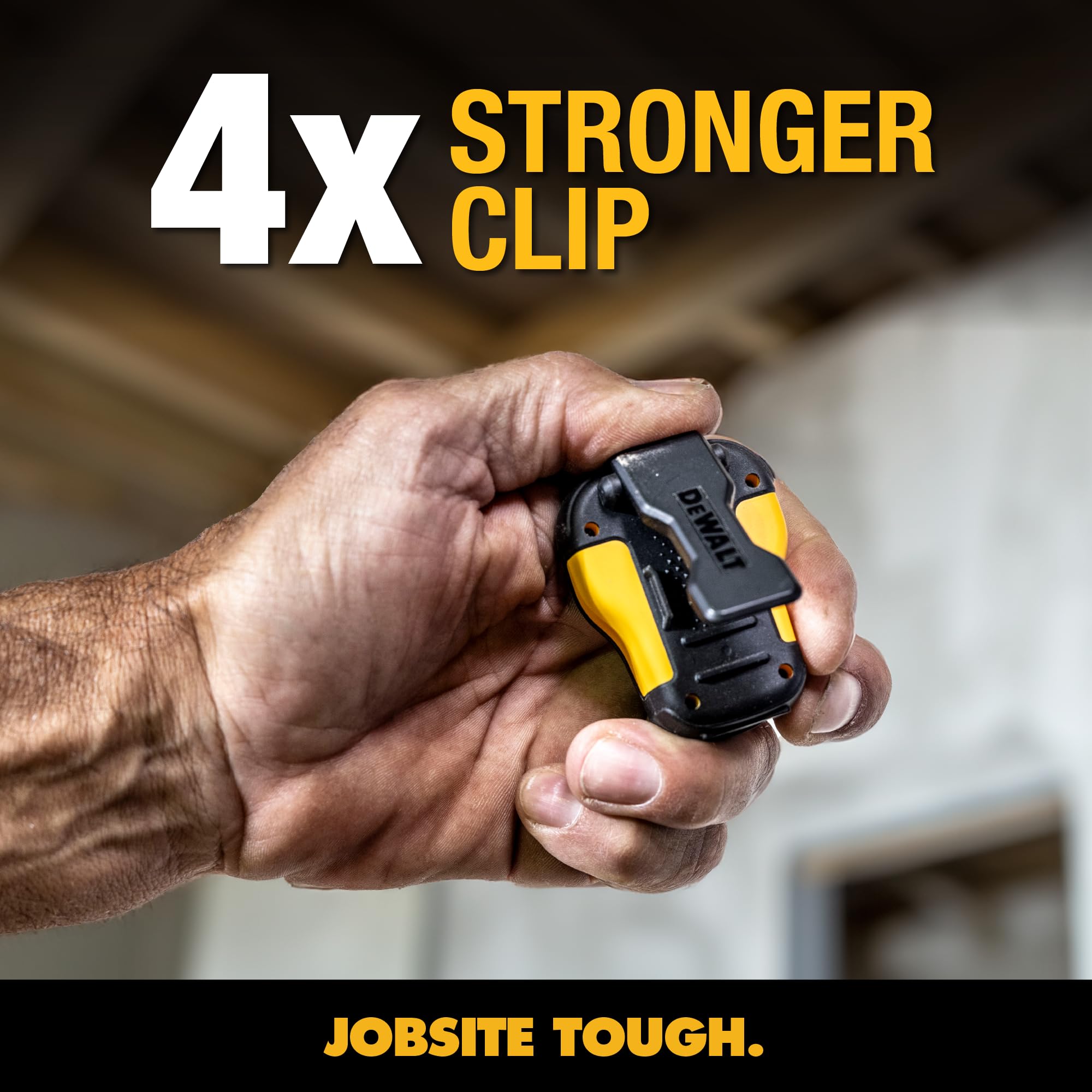 DEWALT Wearable Bluetooth Speaker (Updated Version), Clip-On Wireless Jobsite Pro Water-Resistant Portable Speaker (Non-Magnetic), Built-in Mic for Hands-Free Music/Calls, Bluetooth Speaker (Yellow) 2