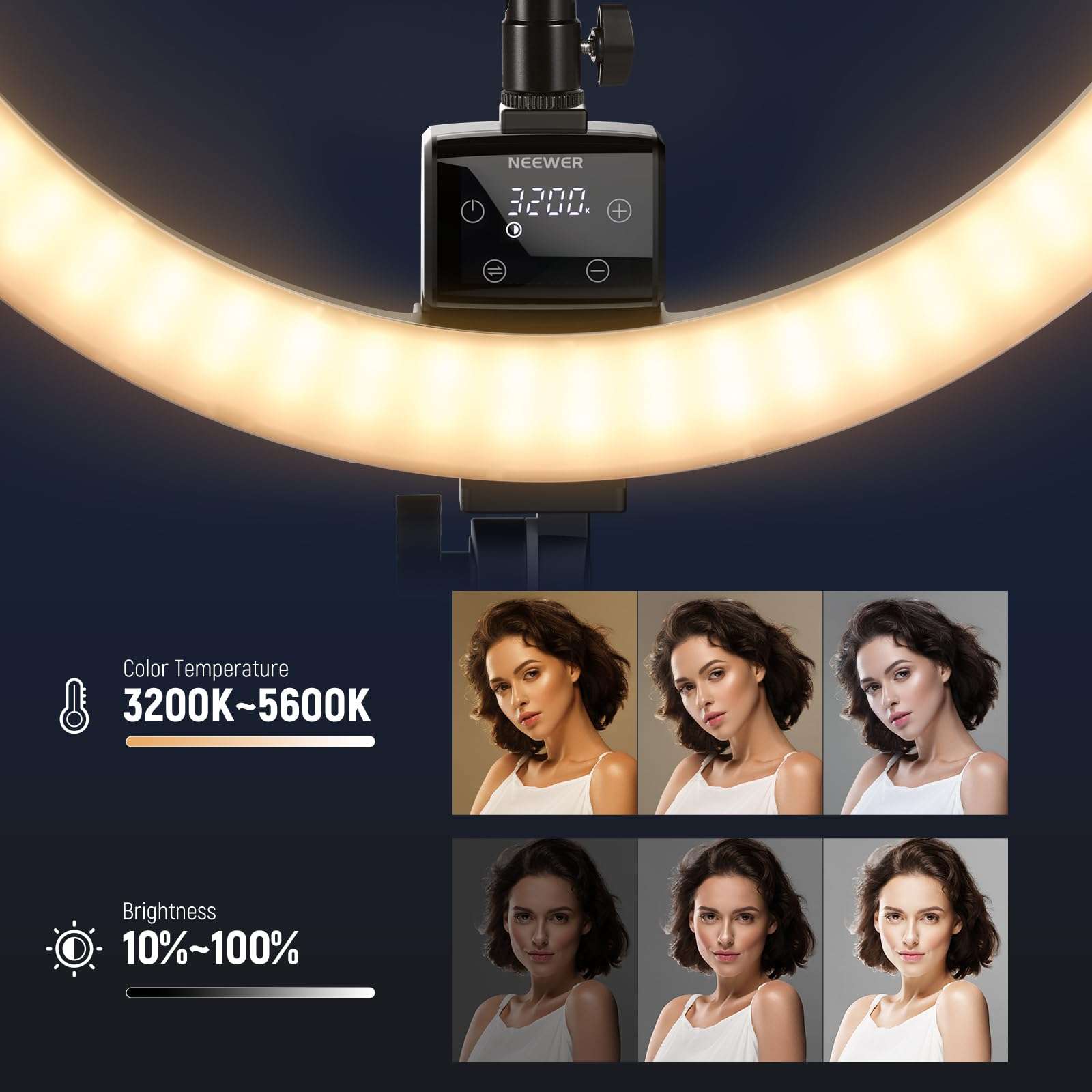 Neewer Advanced 18 inch LED Ring Light Support Manual Touch Control, 2.4G Remote and Multiple Lights Control, 3200-5600K, Stand and Metal Phone Tripod Mount Included for Makeup YouTube Video Salon 4