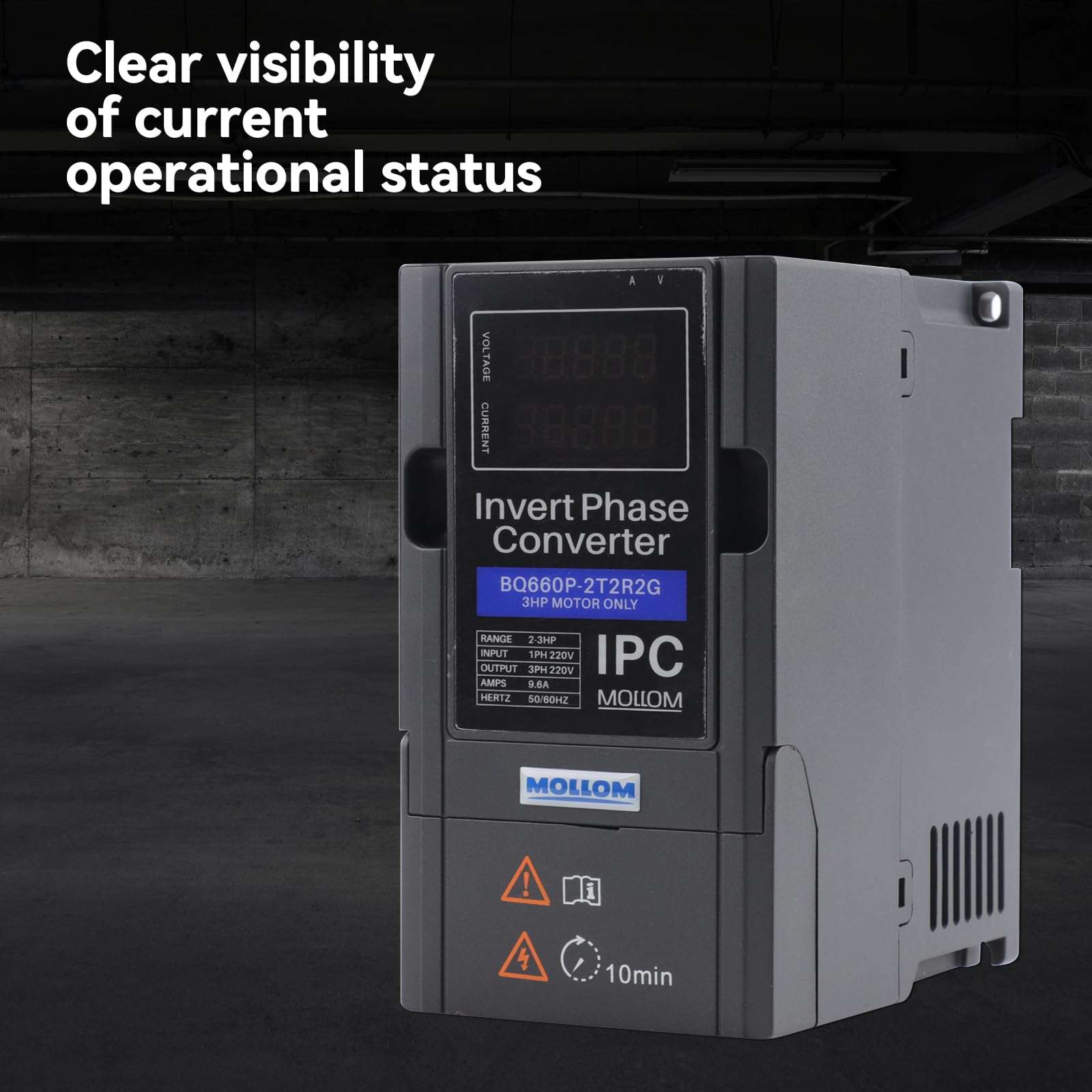 Mollom Single to 3 Phase Invert Phase Converter-4HP 3KW 13A 220V Input/Output IPC for 3PH Motor 5