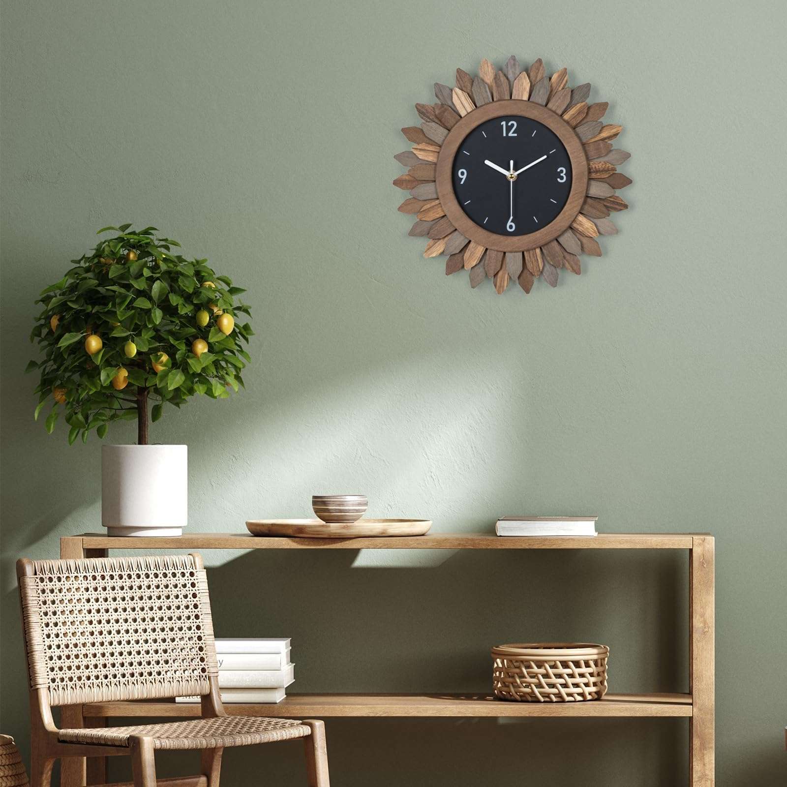 Honiway Large Boho Mirror and Wall Clock trilcolor 5