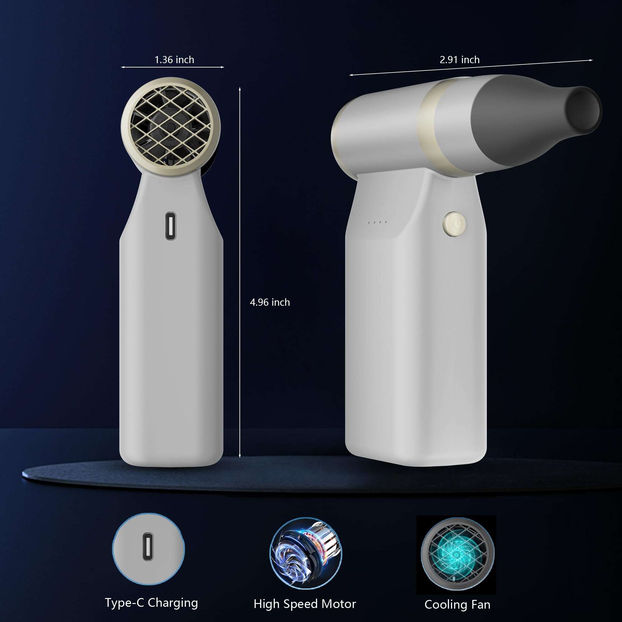 Unitedtime Turbo Fan Electric Duster Blower,10000 RPM Pocket-No Canned Air Duster Small Handheld Jet Fan for Computer Keyboard Cleaning,Hair Drying,Camping,Outdoors,Travel (White) 3