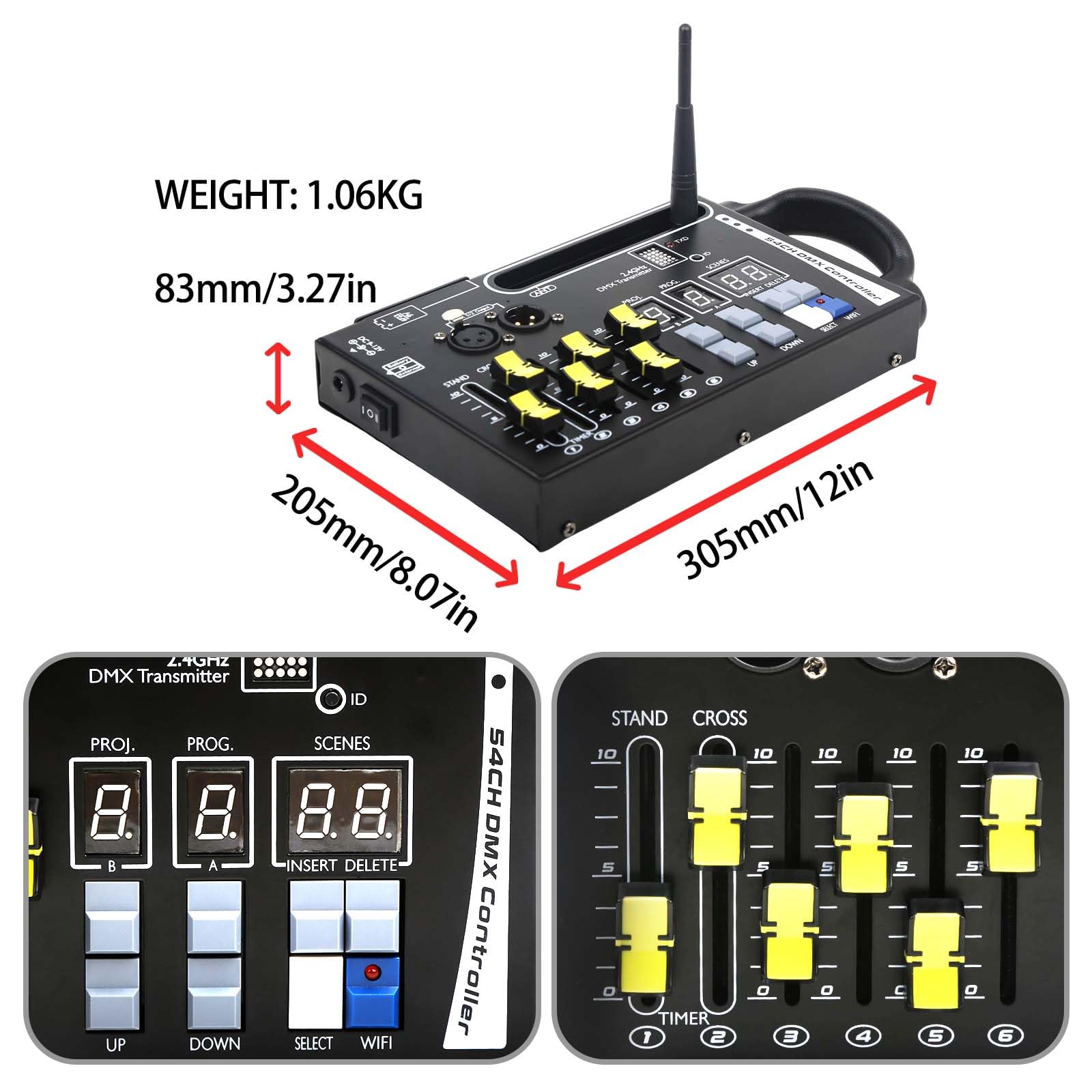 DMX512 Lighting Console, 54 Channels dmx controller for dj lights,compatible with 2.4g DMX wireless receiving devices 6